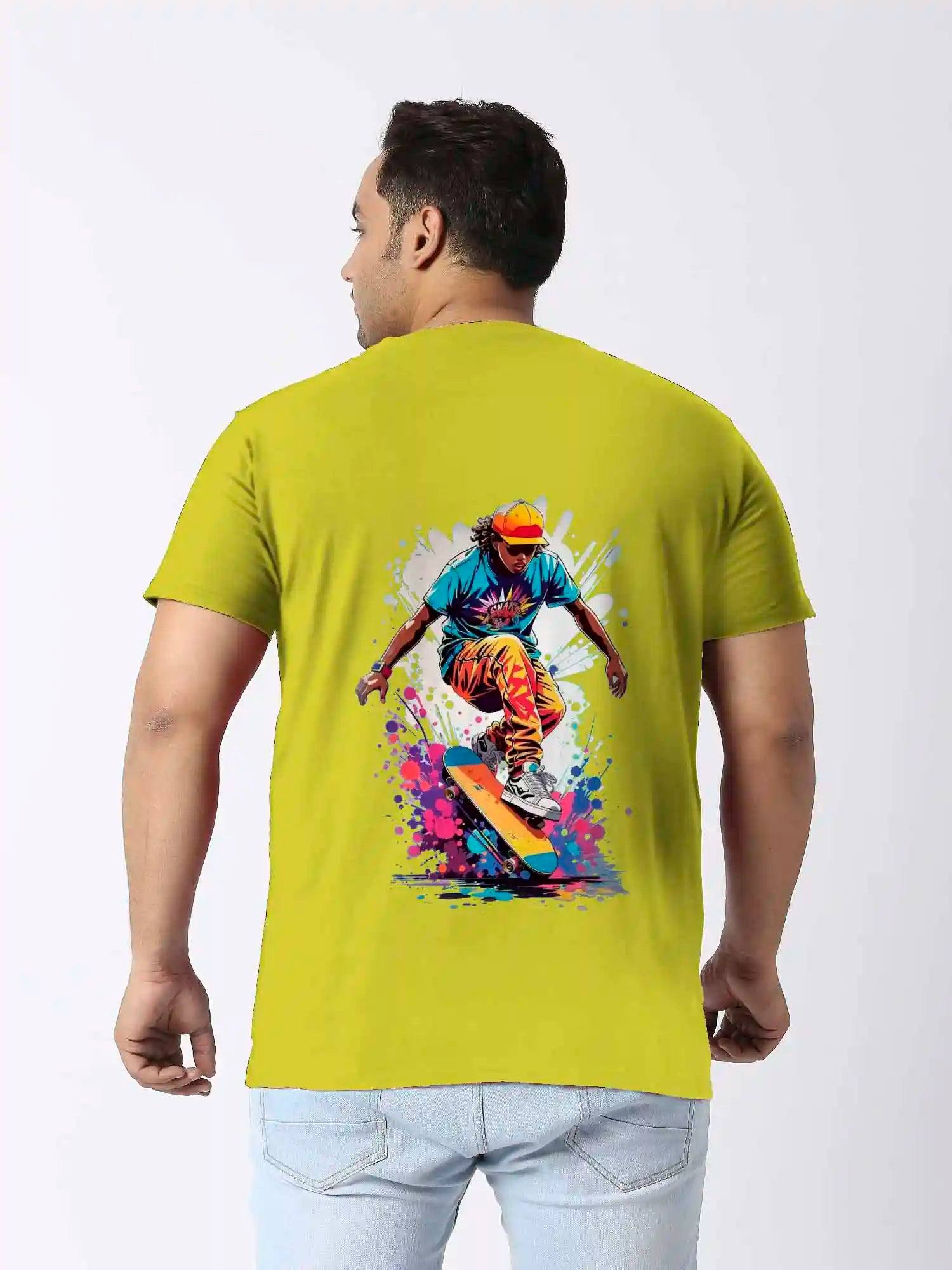 Skateboard Digital Printed Plus Size T-shirt