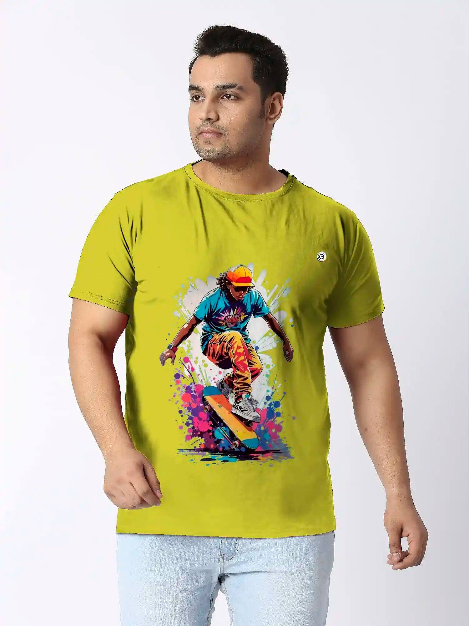 Skateboard Digital Printed Plus Size T-shirt