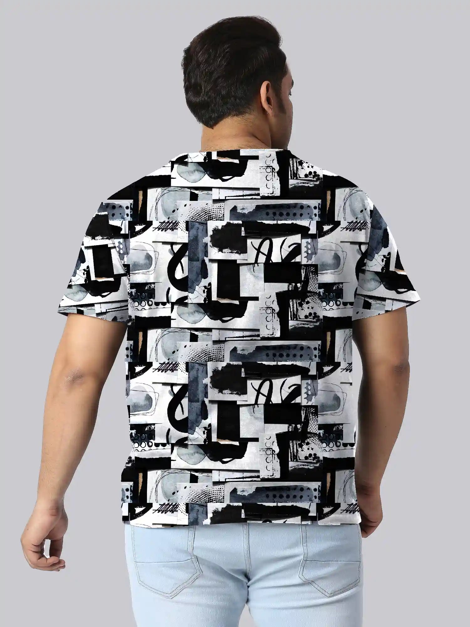 Abstract art Collage Digital Printed Plus Size T-Shirt