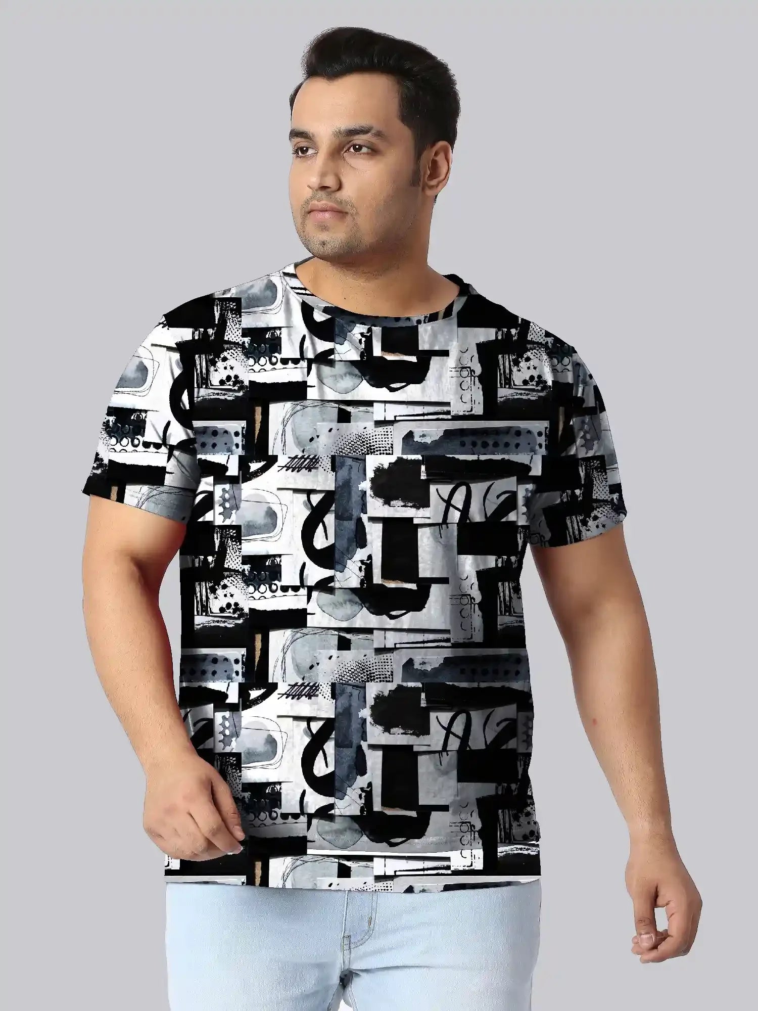 Abstract art Collage Digital Printed Plus Size T-Shirt - Guniaa Fashions