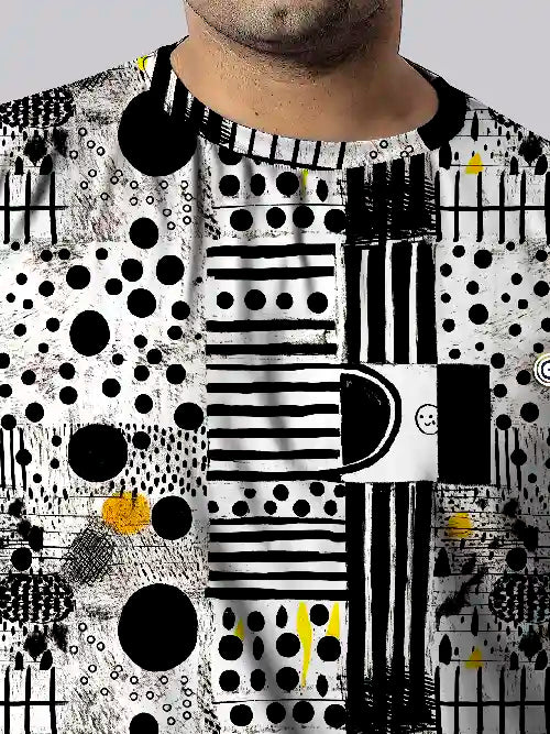 Abstract Folk Art Digital Printed Plus Size T-Shirt