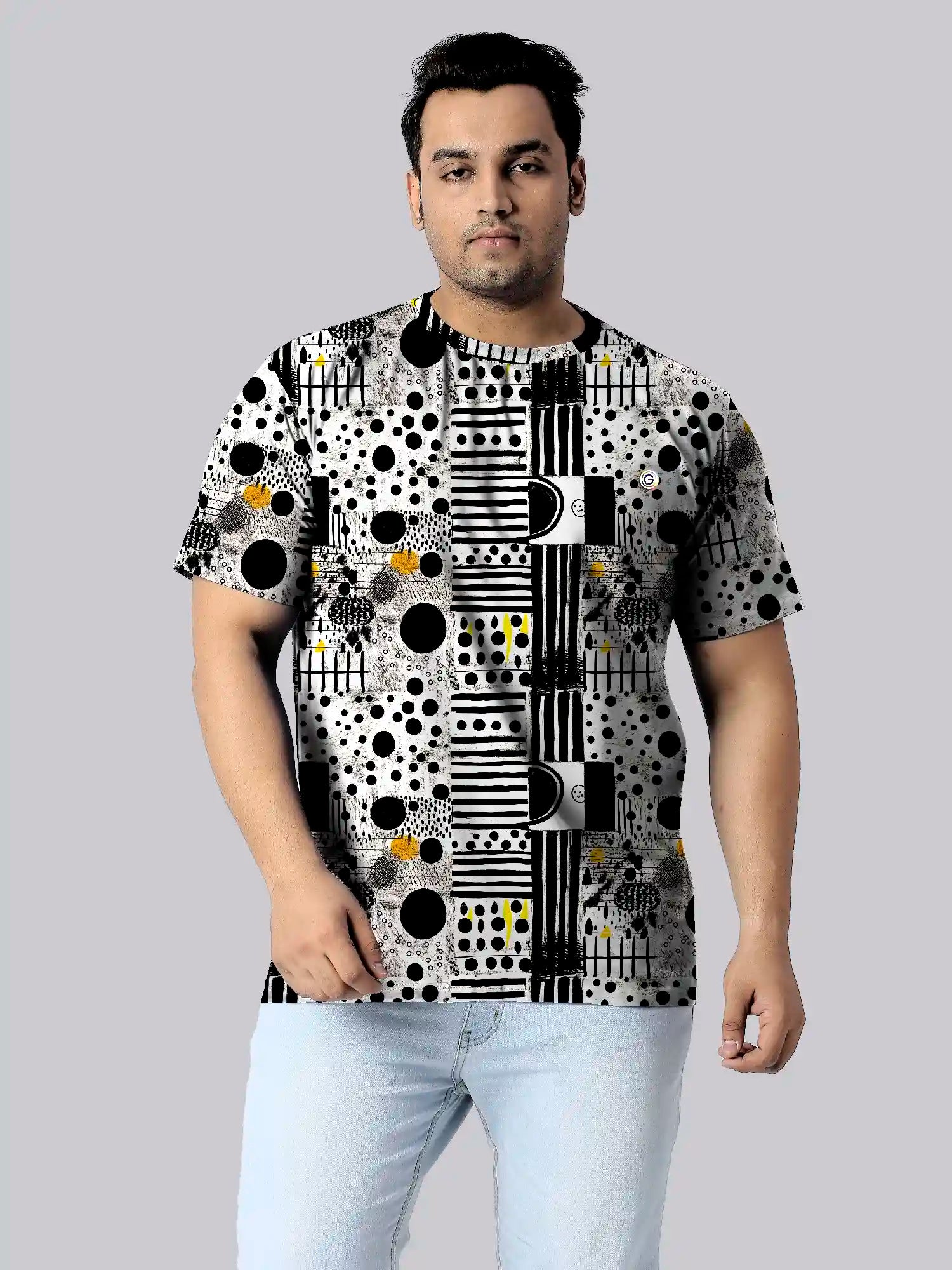 Abstract Folk Art Digital Printed Plus Size T-Shirt