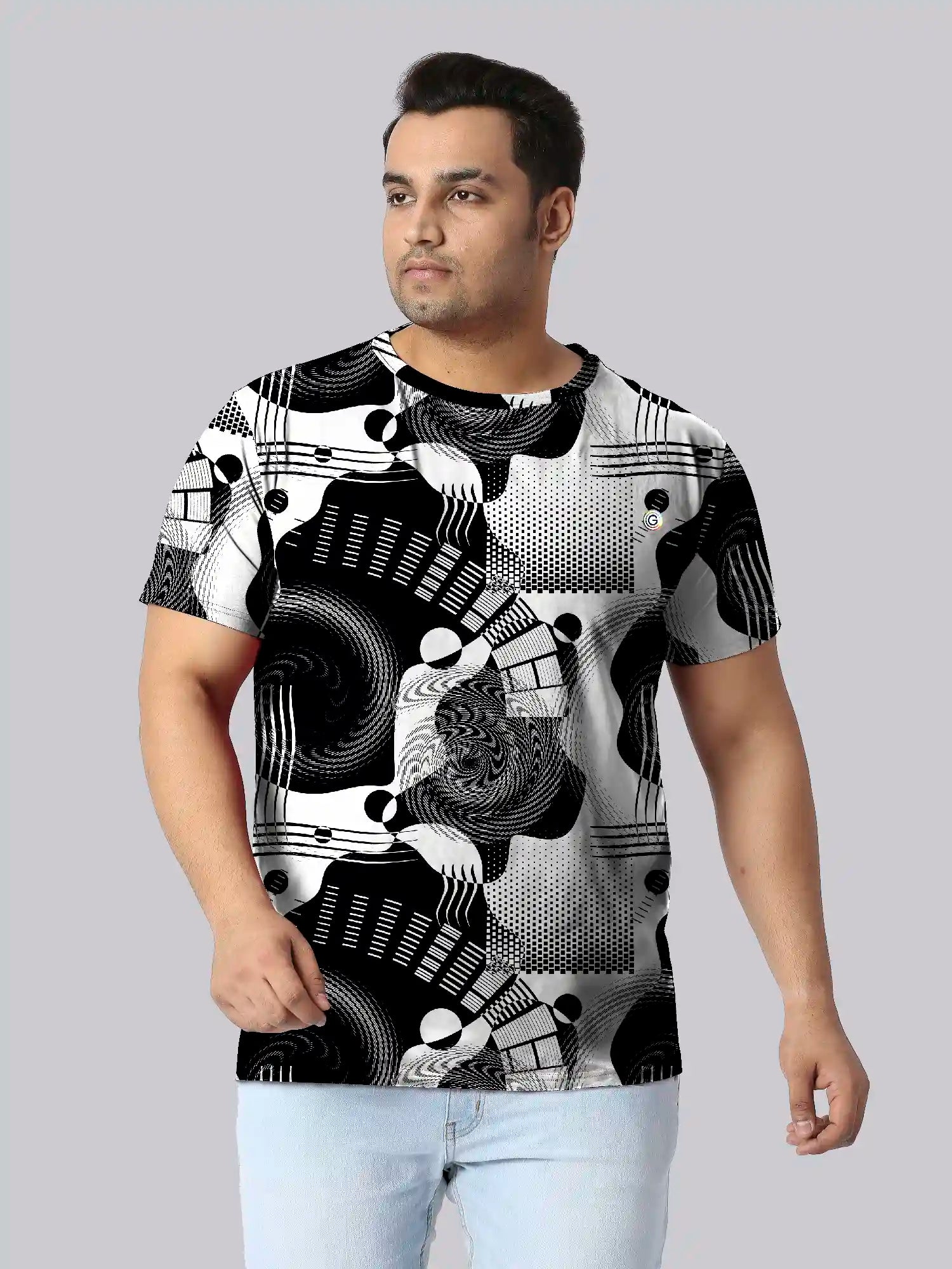 Contemporary Abstract Digital Printed Plus Size T-Shirt