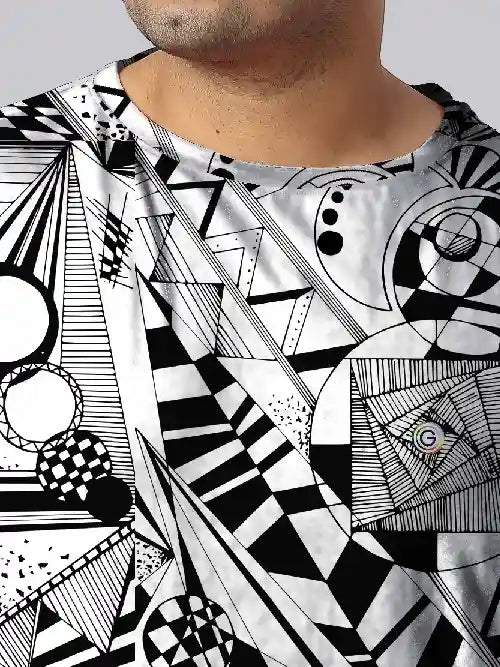 Geometric Forms Digital Printed Plus Size T-Shirt