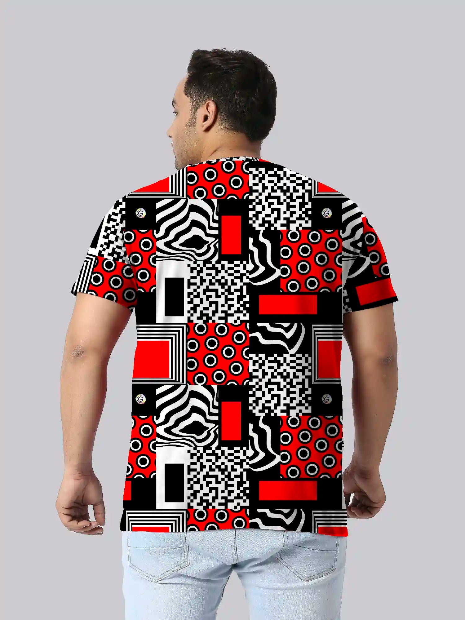 Abstract Wavy Lines Digital Printed Plus Size T-Shirt