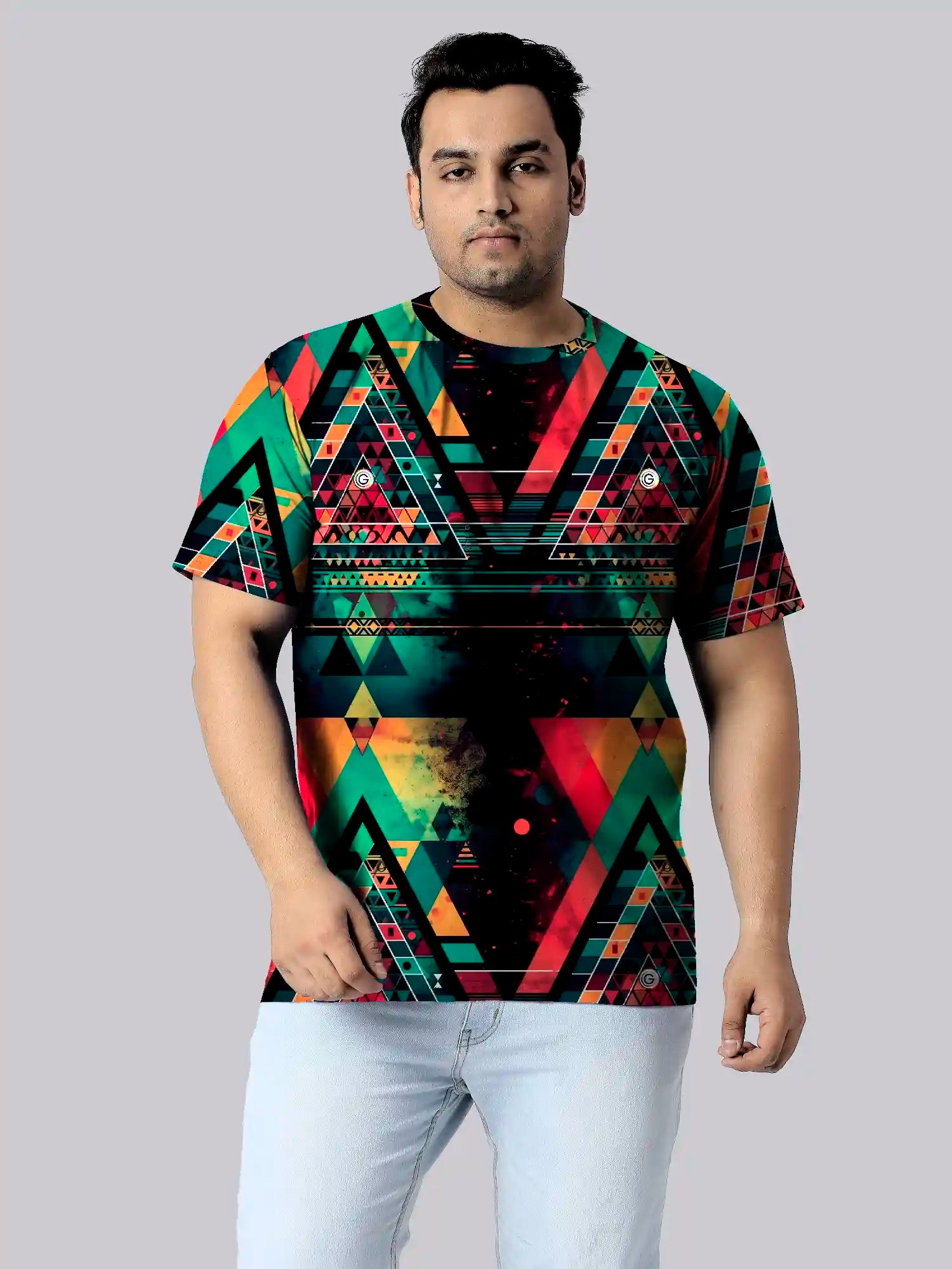 Abstract Graphic Design Digital Printed Plus Size T-Shirt