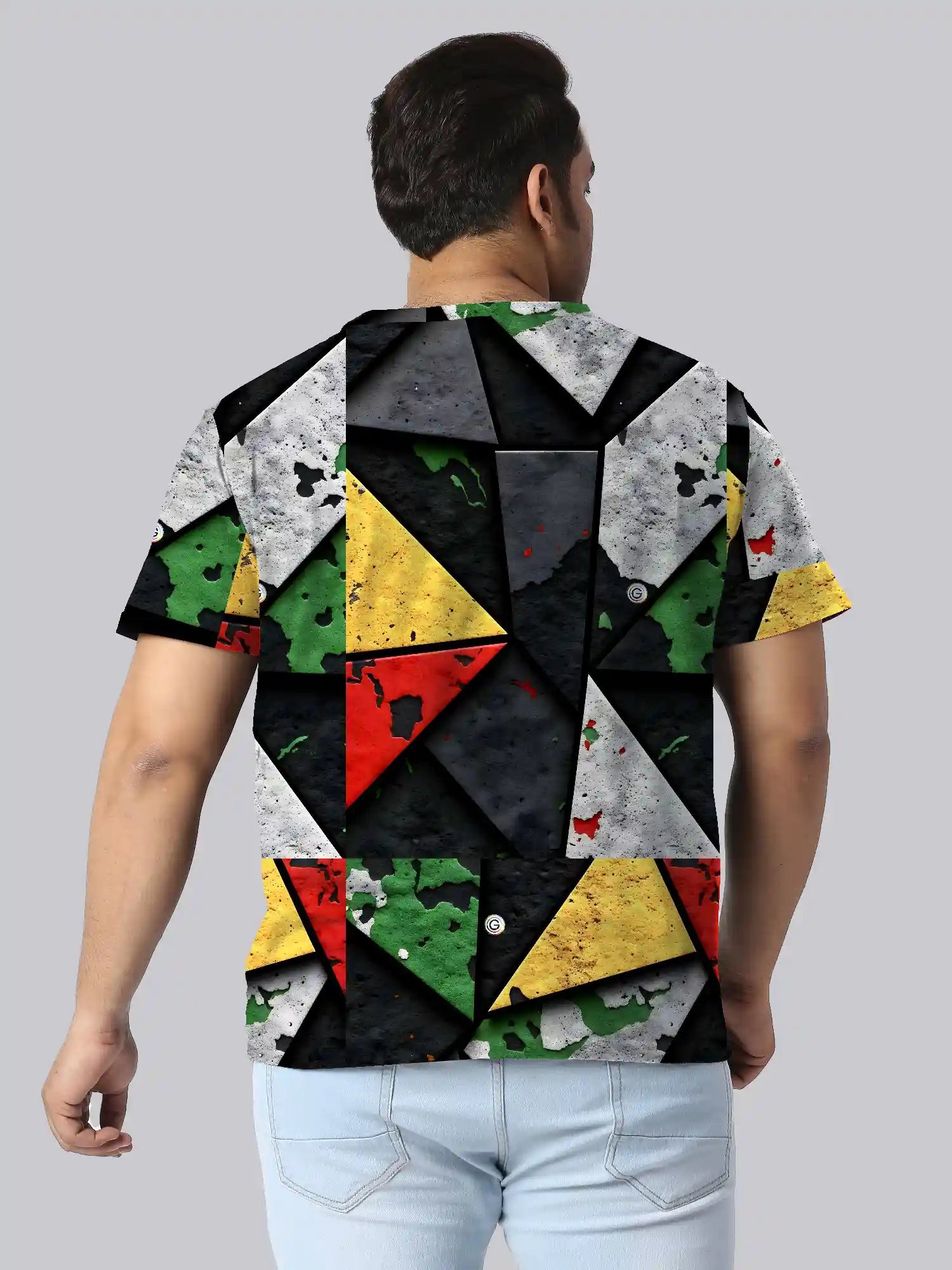 Abstract Triangles Digital Printed Plus Size T-Shirt
