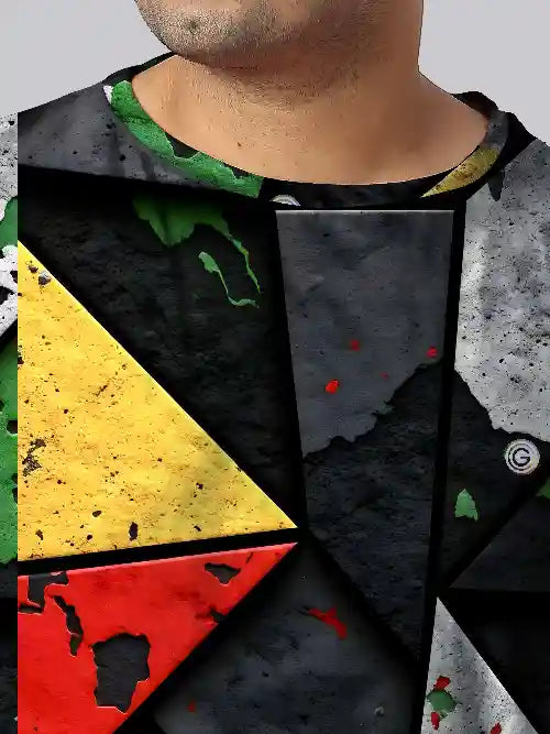 Abstract Triangles Digital Printed Plus Size T-Shirt