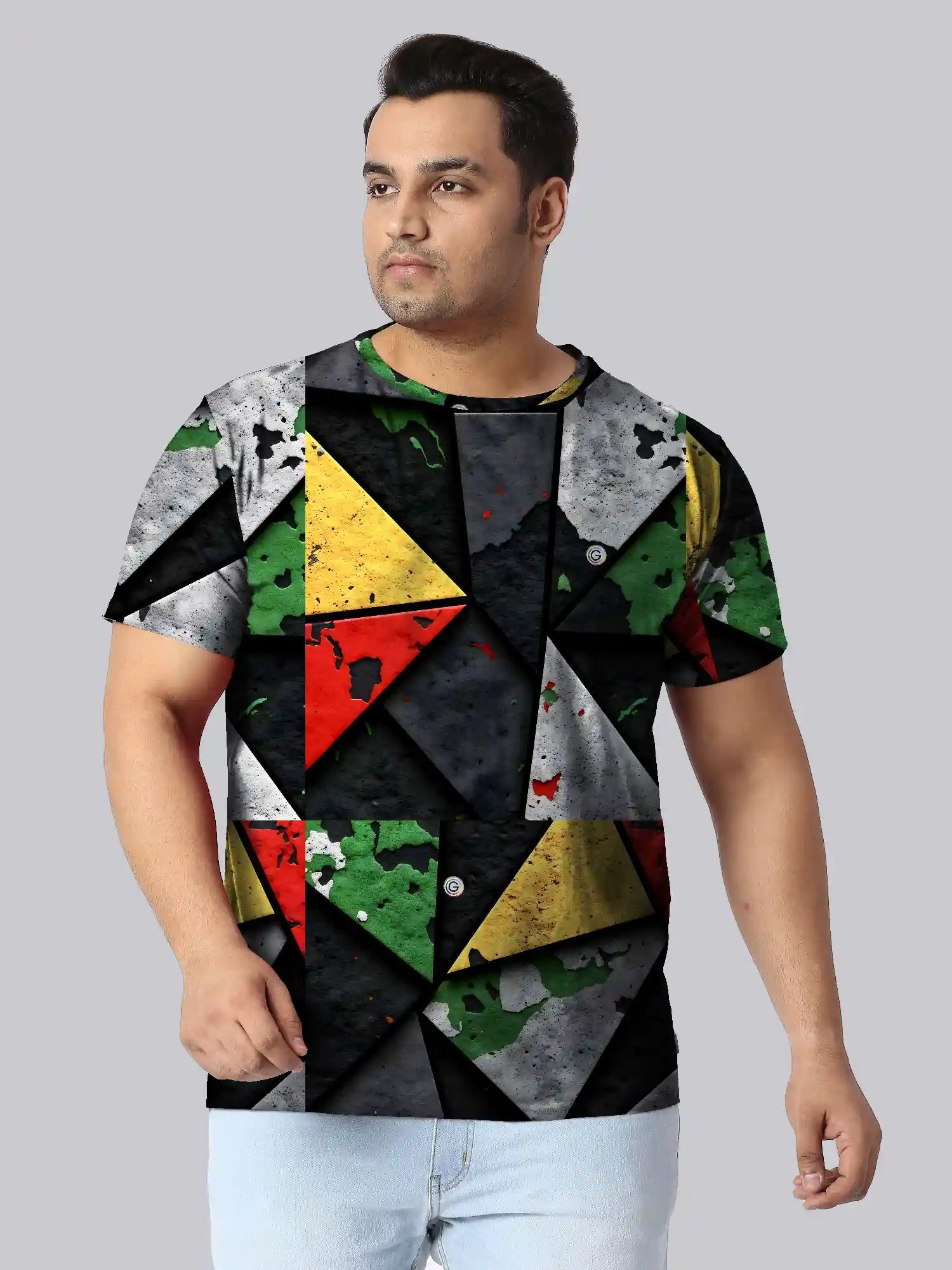 Abstract Triangles Digital Printed Plus Size T-Shirt