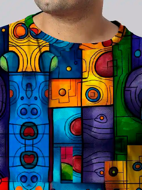 Abstract Art Digital Printed Plus Size T-Shirt