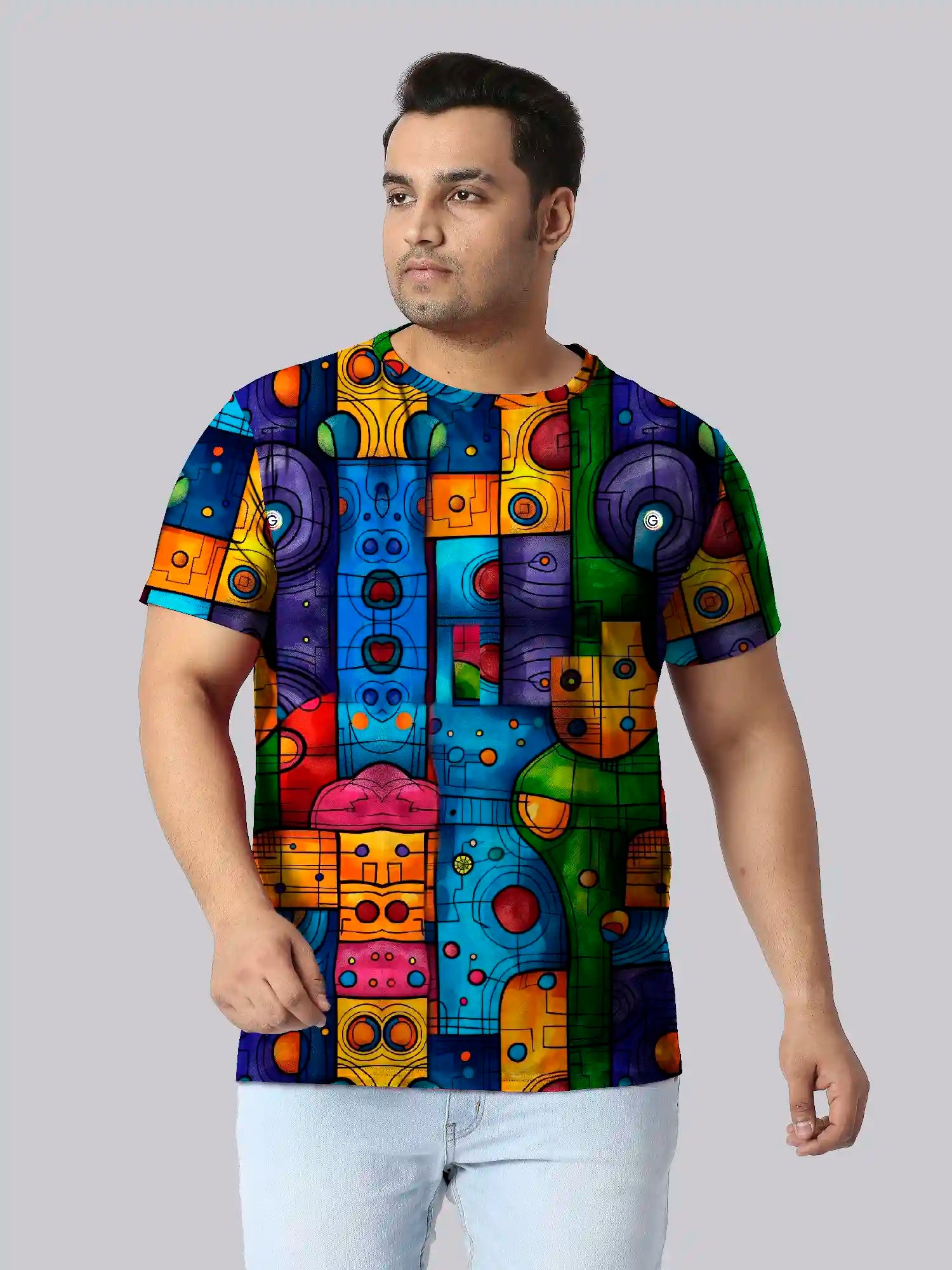 Abstract Art Digital Printed Plus Size T-Shirt