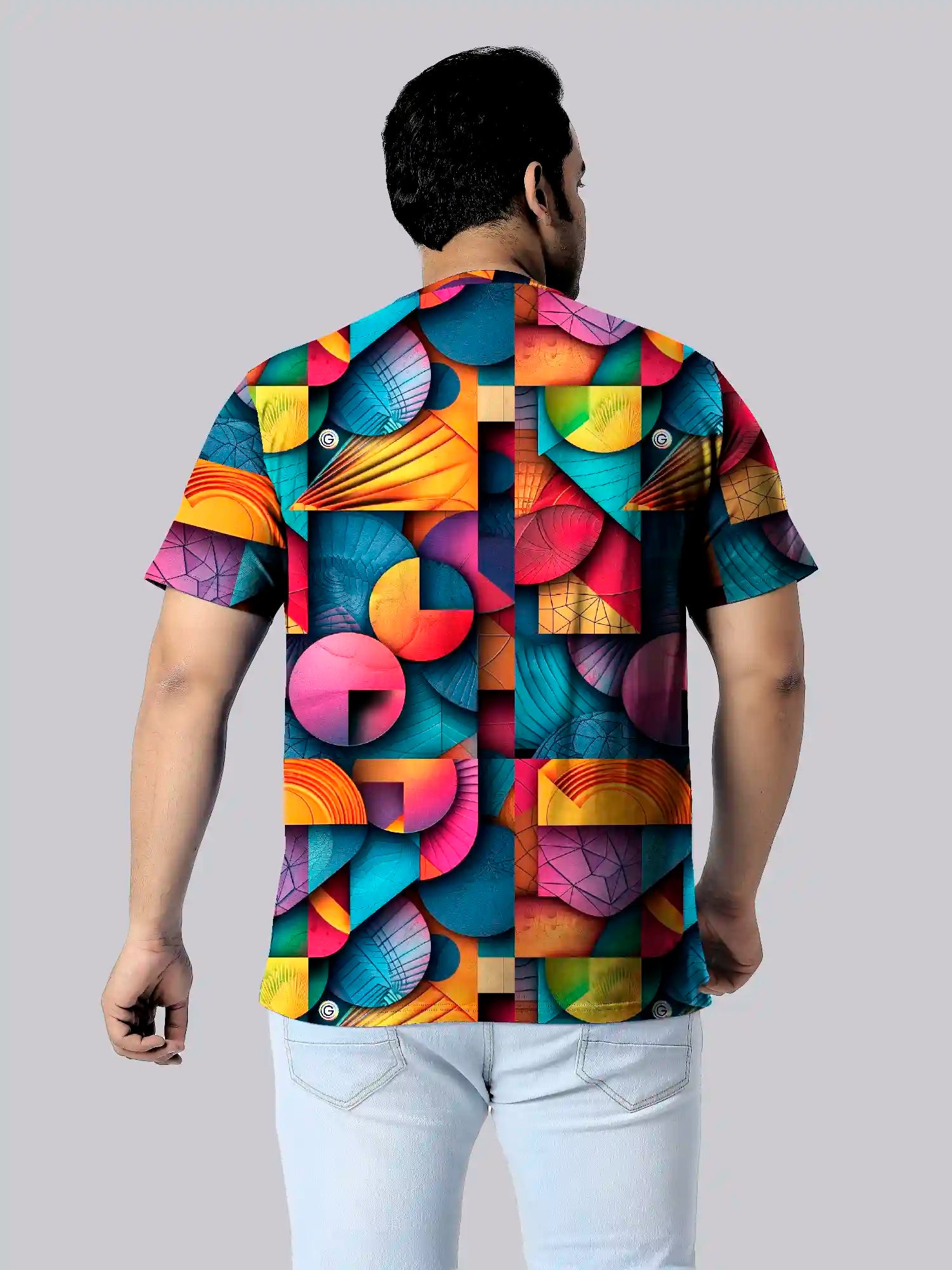 Geometric Shapes Digital Printed Plus Size T-Shirt
