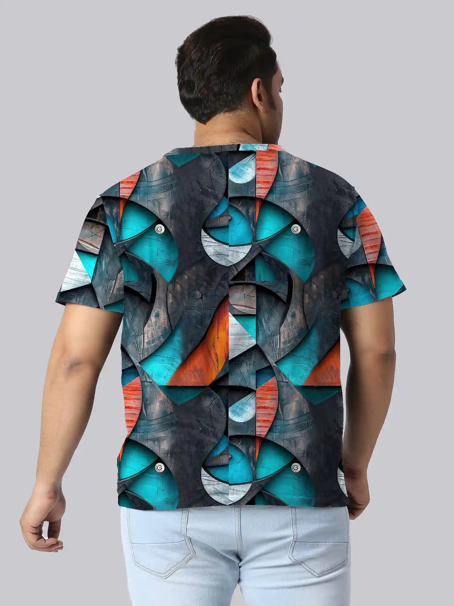 Geometric Abstraction Digital Printed Plus Size T-Shirt