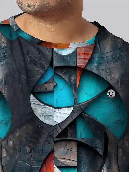 Geometric Abstraction Digital Printed Plus Size T-Shirt