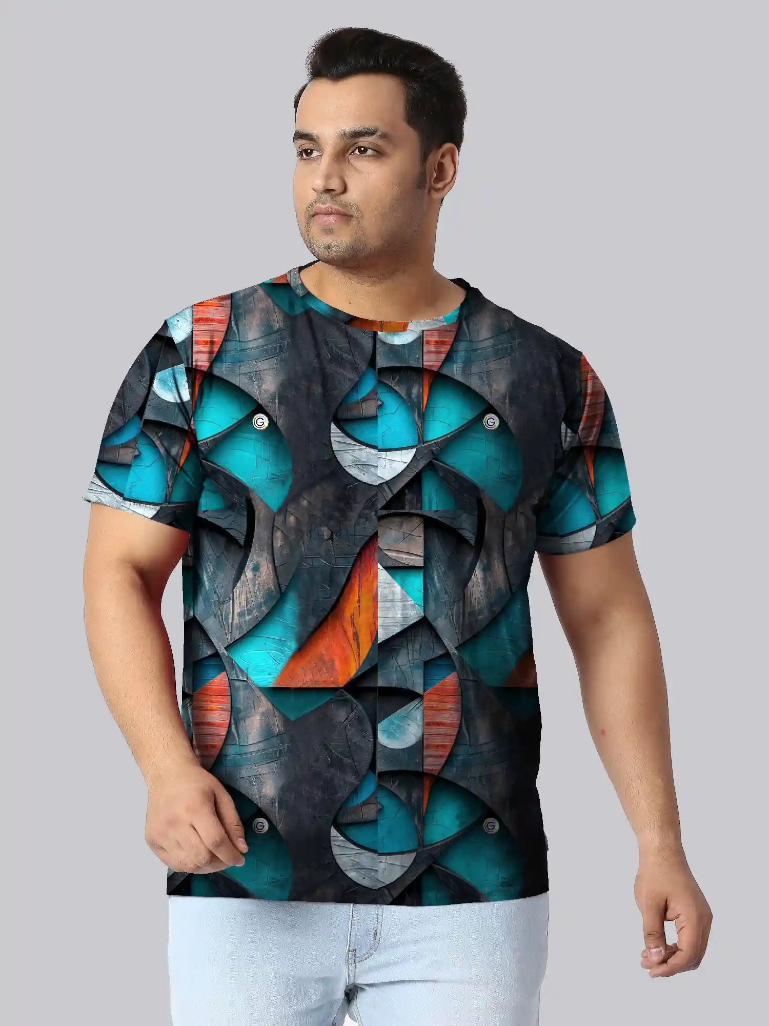 Geometric Abstraction Digital Printed Plus Size T-Shirt