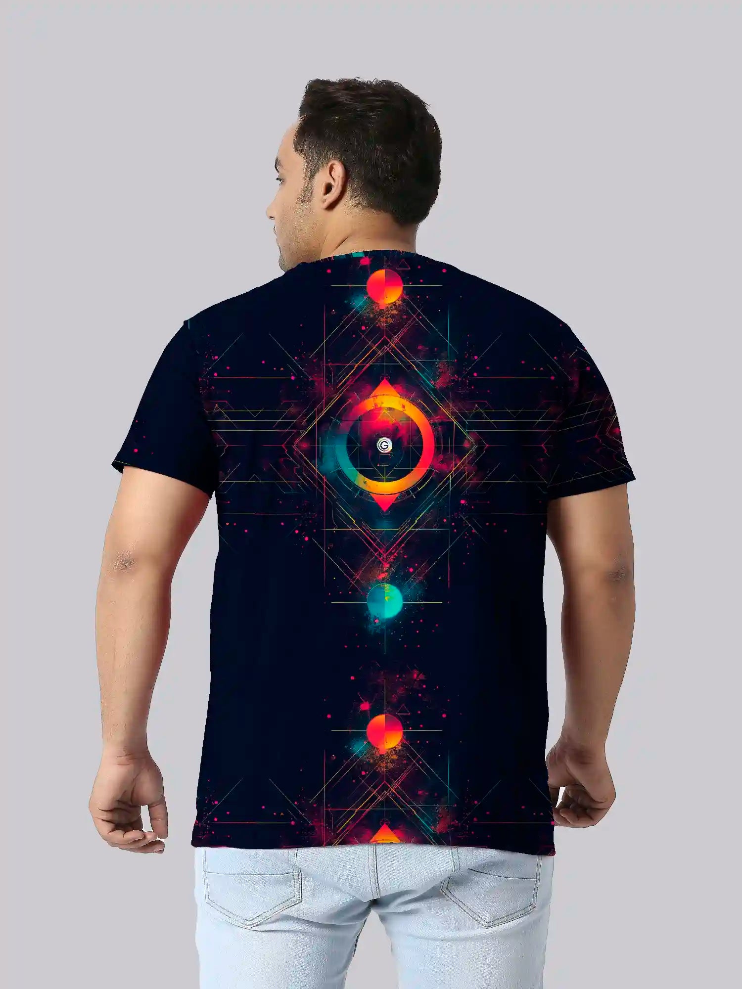 Cosmic Theme Digital Printed Plus Size T-shirt