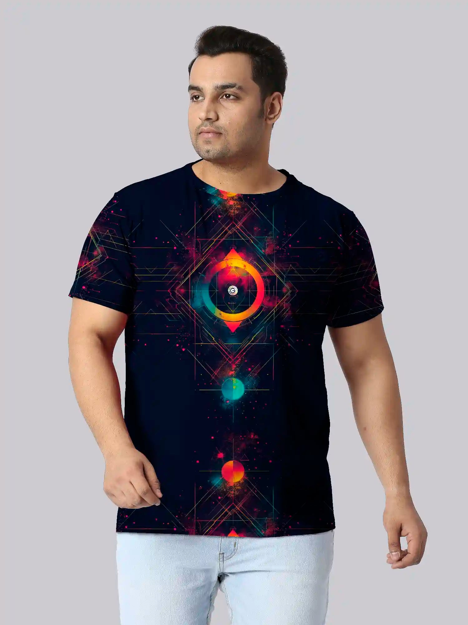 Cosmic Theme Digital Printed Plus Size T-shirt
