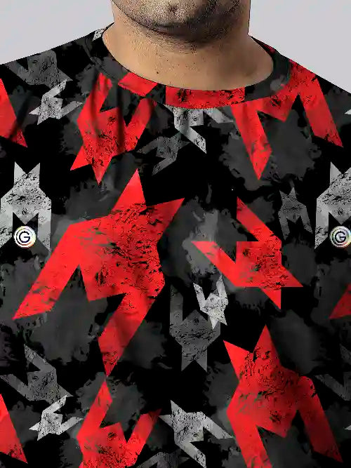 Chaotic Pattern Digital Printed Plus Size T-Shirt