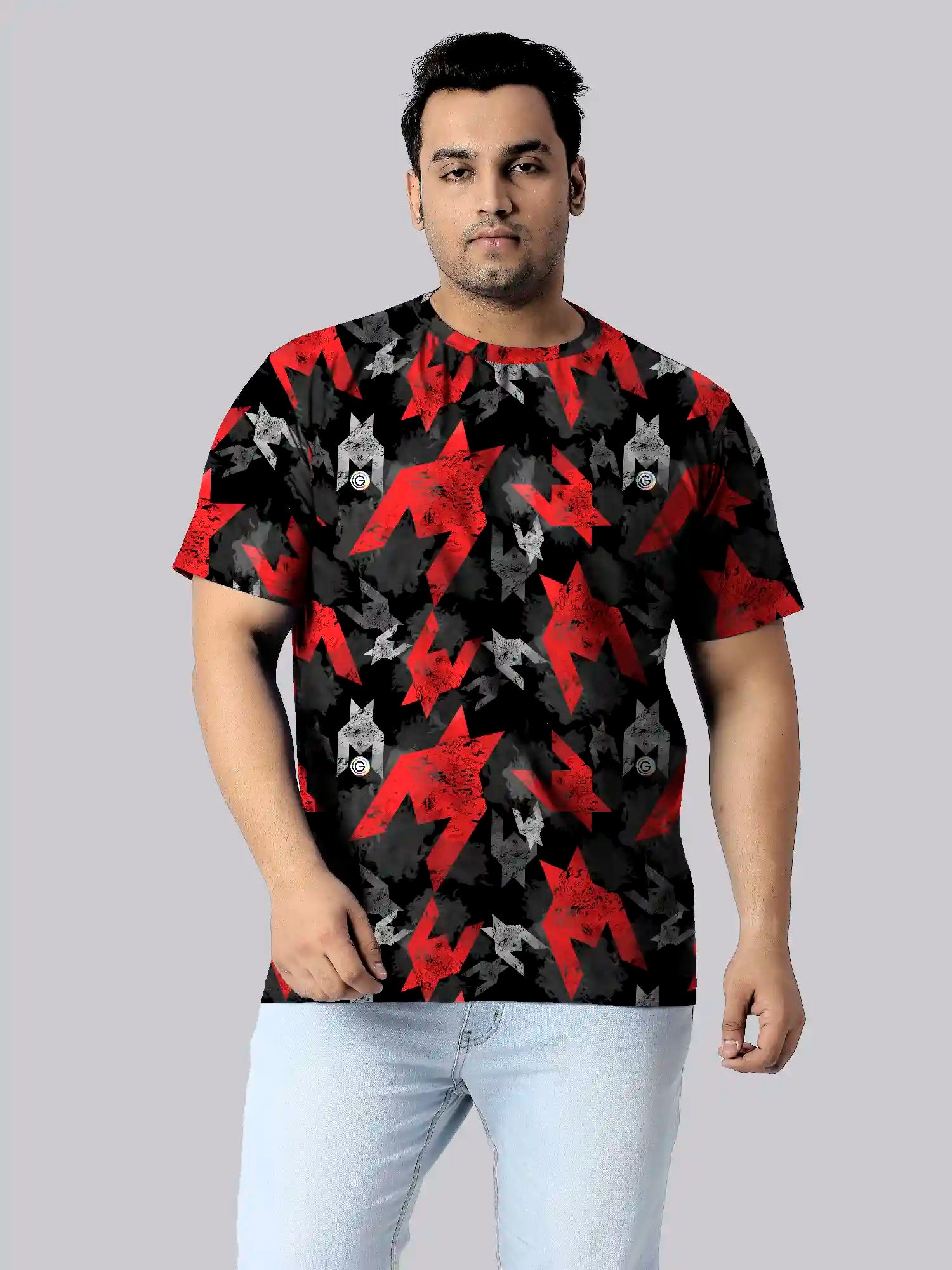 Chaotic Pattern Digital Printed Plus Size T-Shirt