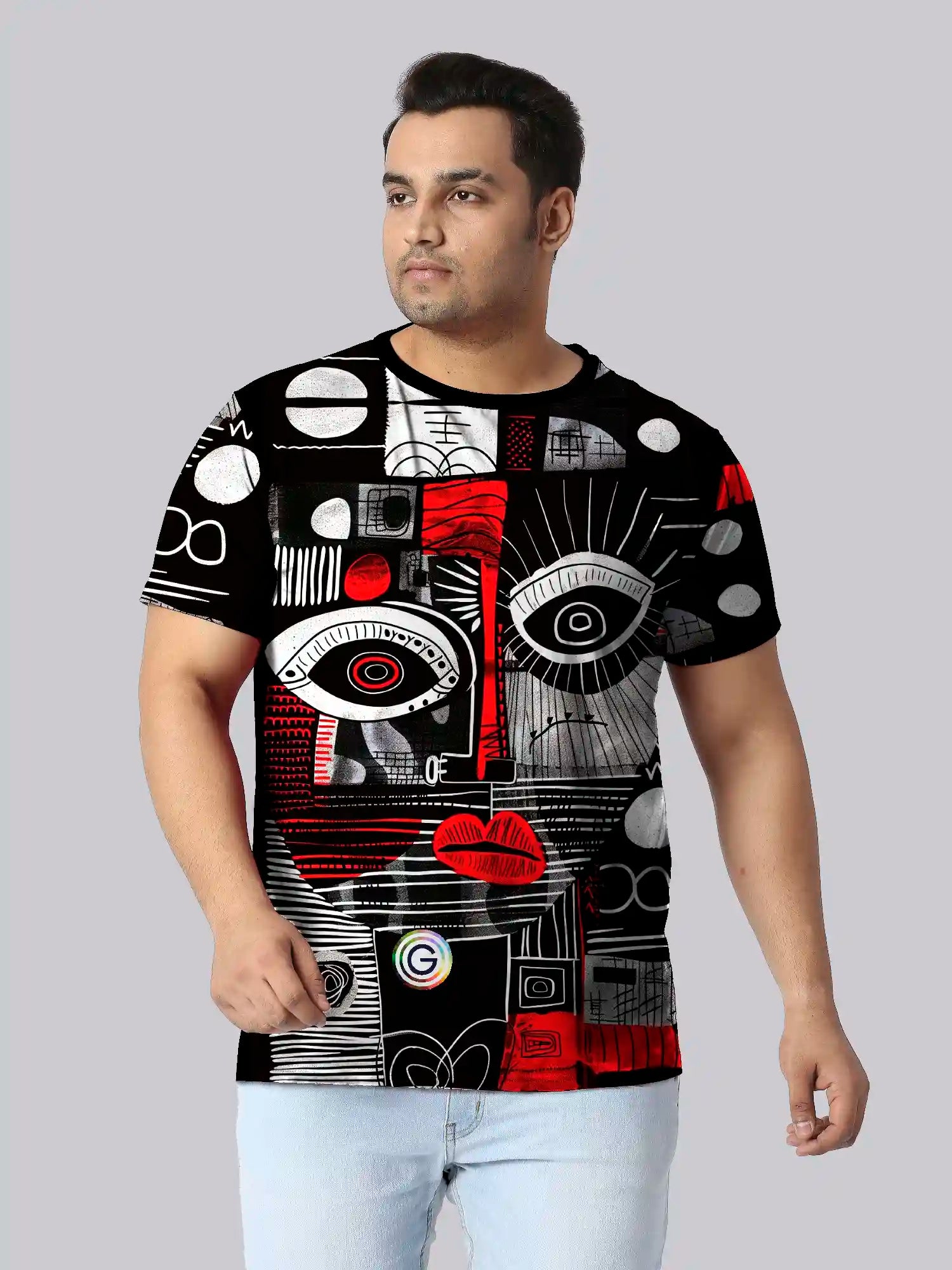 Primitive Masks Digital Printed Plus Size T-Shirt