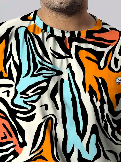 Animal Print Digital Printed Plus Size T-Shirt