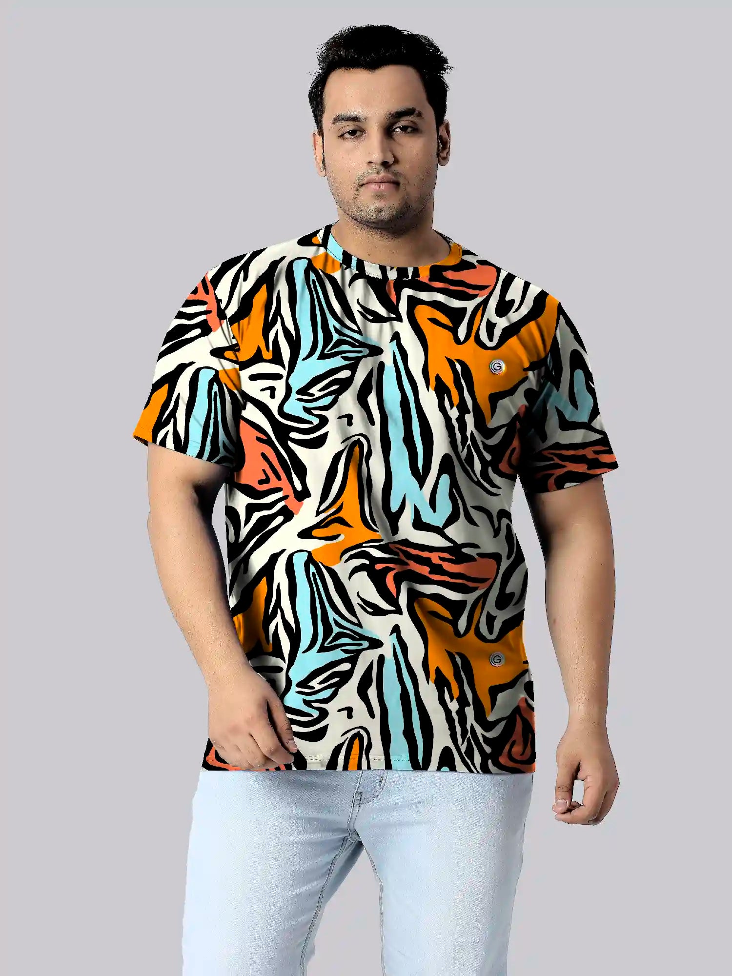 Animal Print Digital Printed Plus Size T-Shirt