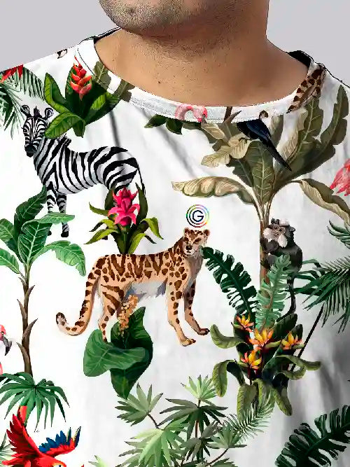 Jungle Animal Digital Printed Plus Size T-Shirt