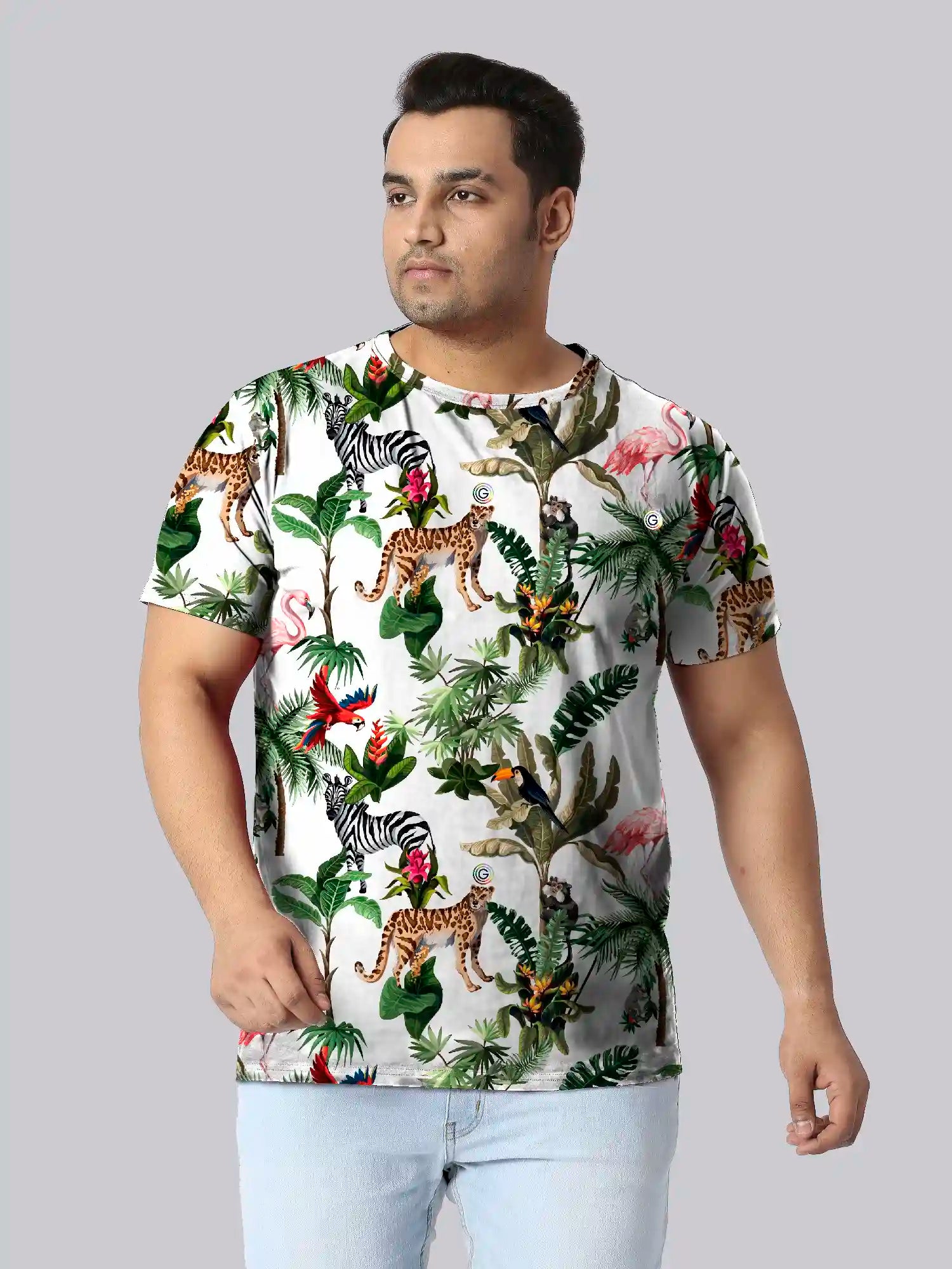 Jungle Animal Digital Printed Plus Size T-Shirt