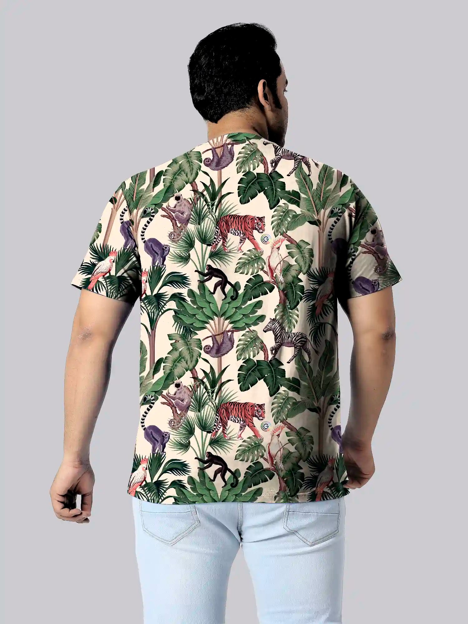 Jungle Pattern Digital Printed Plus Size T-Shirt
