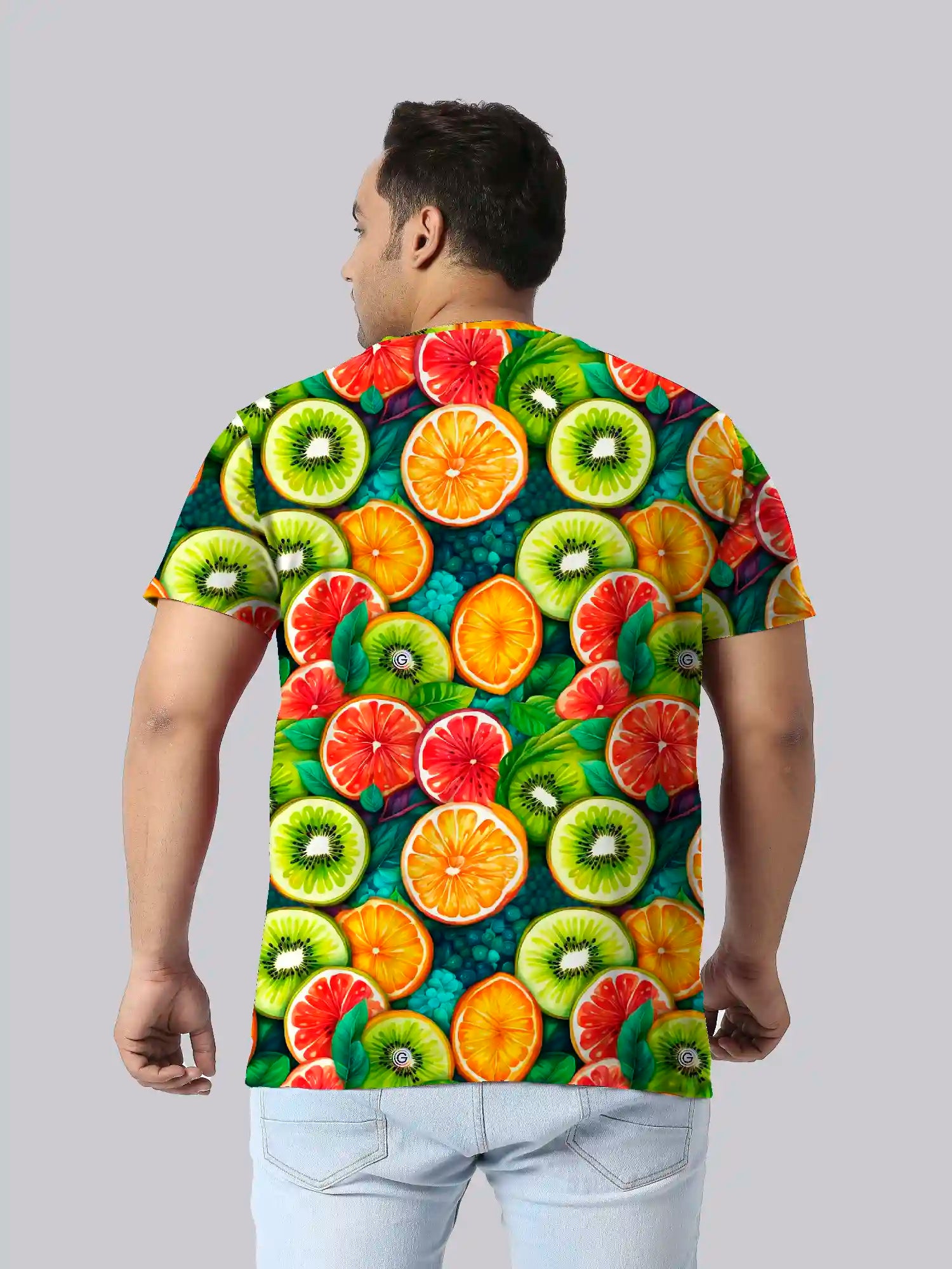 Sliced Fruits Digital Printed Plus Size T-Shirt