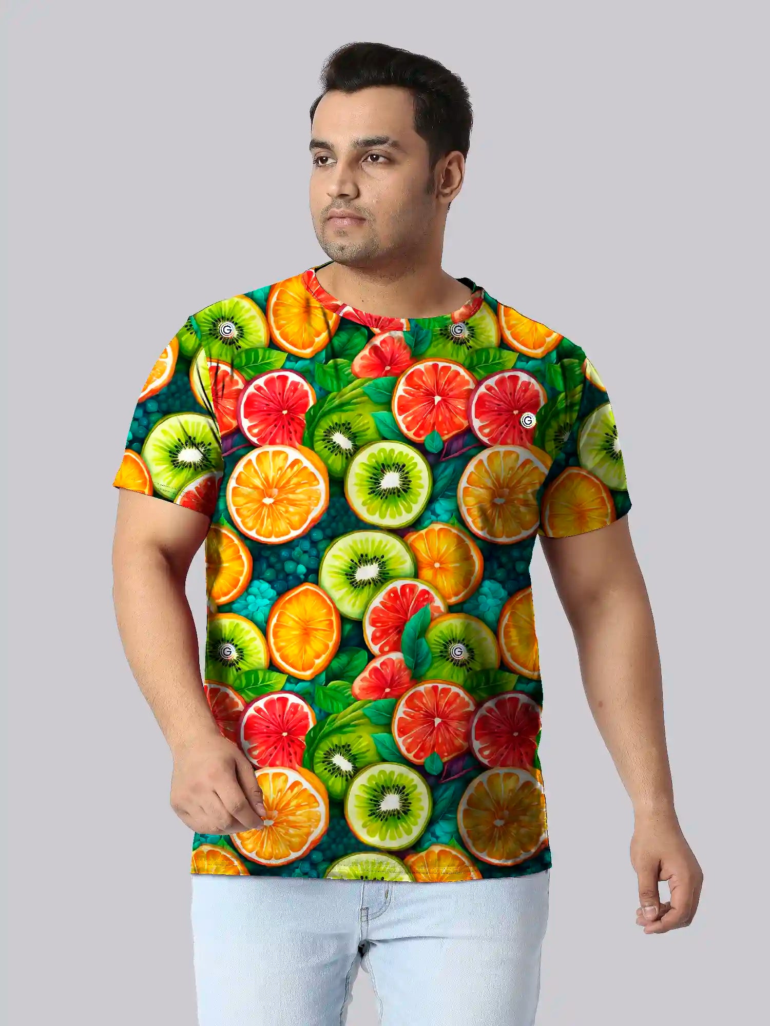 Sliced Fruits Digital Printed Plus Size T-Shirt