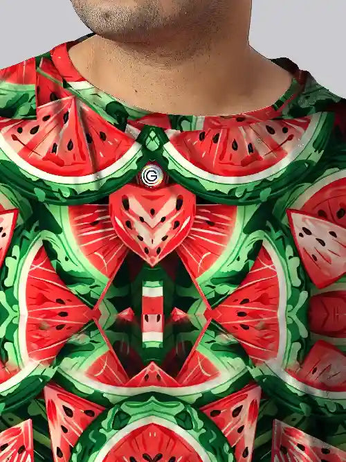 Watermelon Slices Digital Printed Plus Size T-Shirt