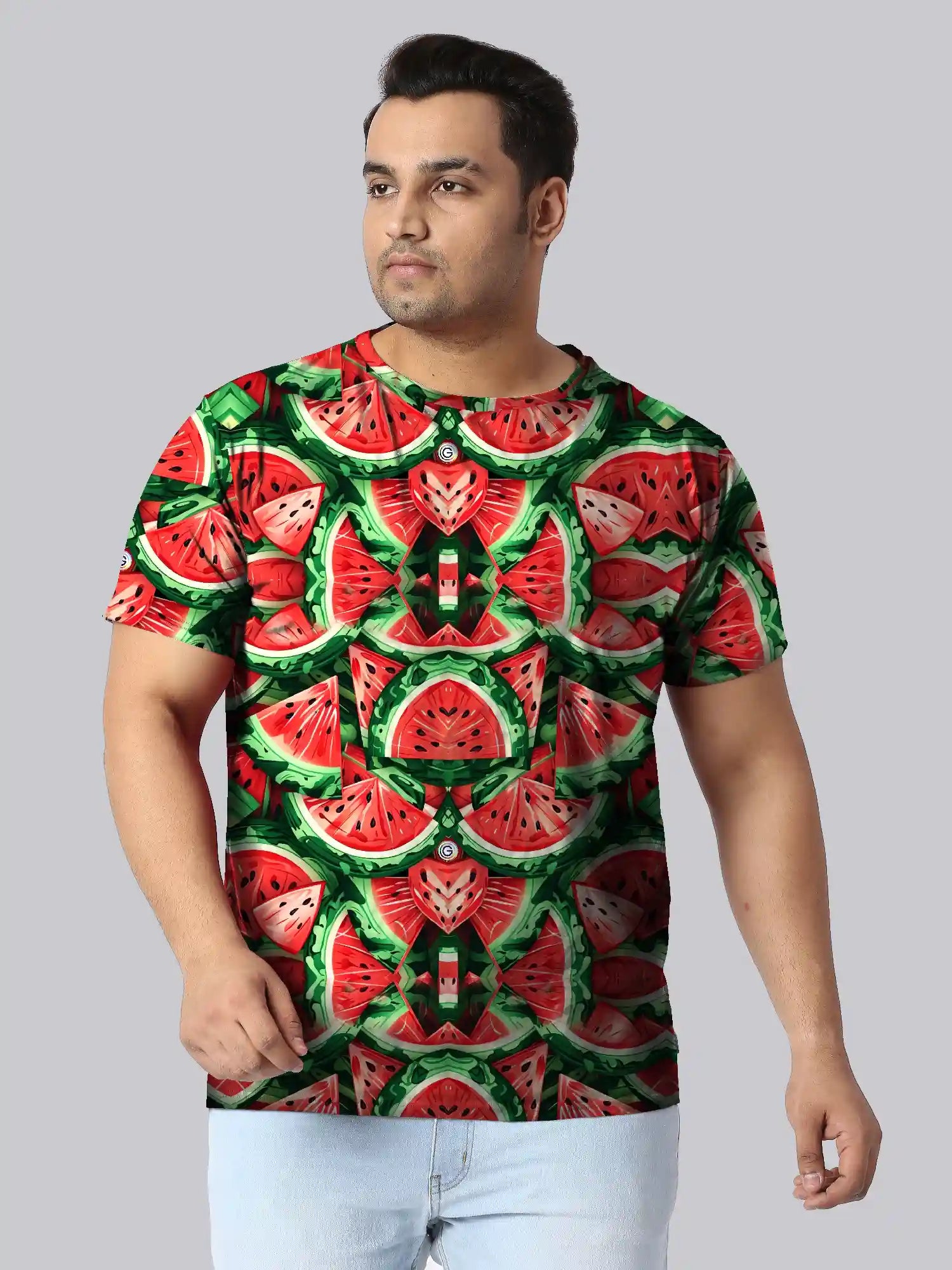 Watermelon Slices Digital Printed Plus Size T-Shirt