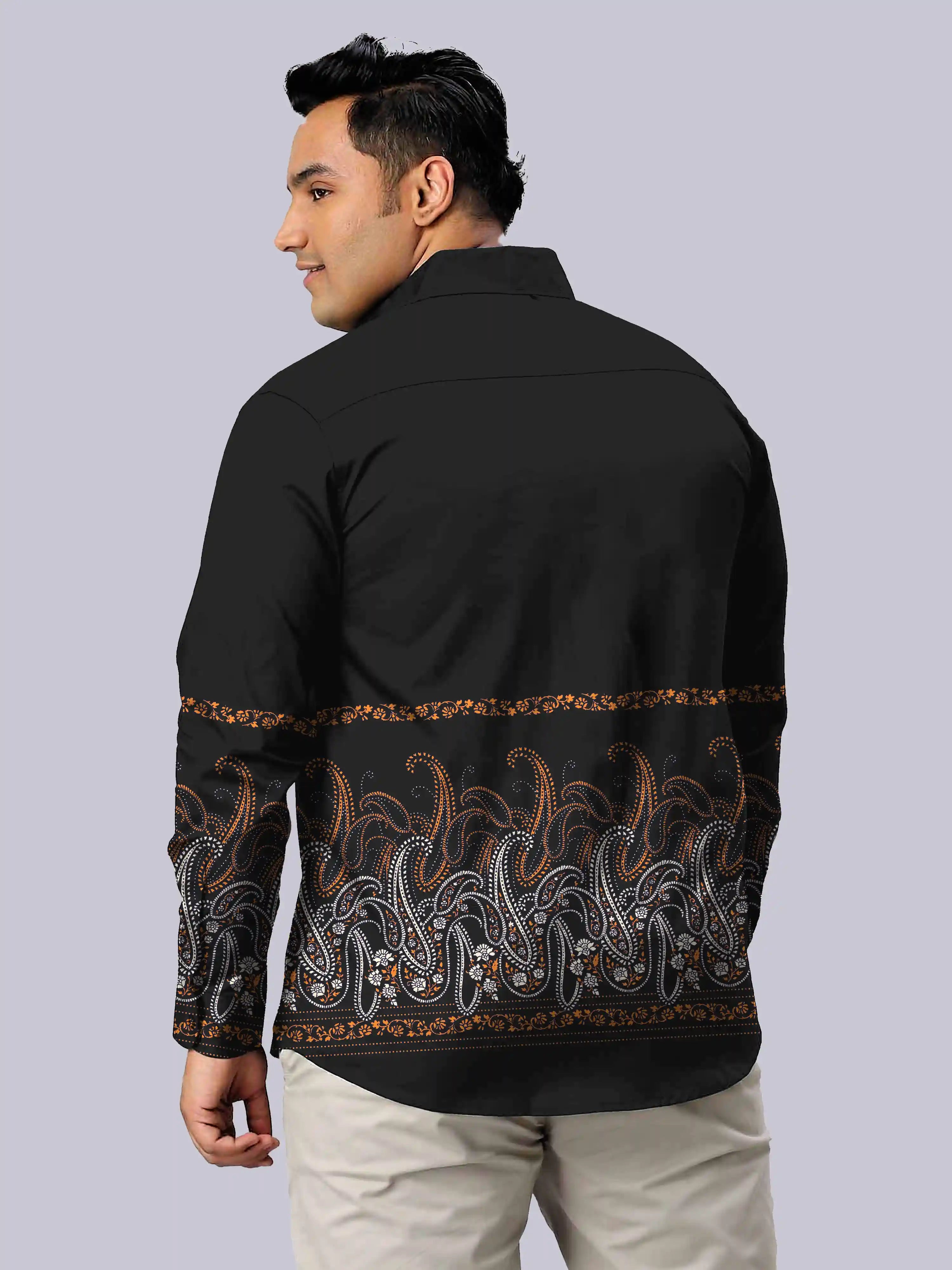 Paisley Pattern Printed Party Wear Men's Plus Size Full Shirt