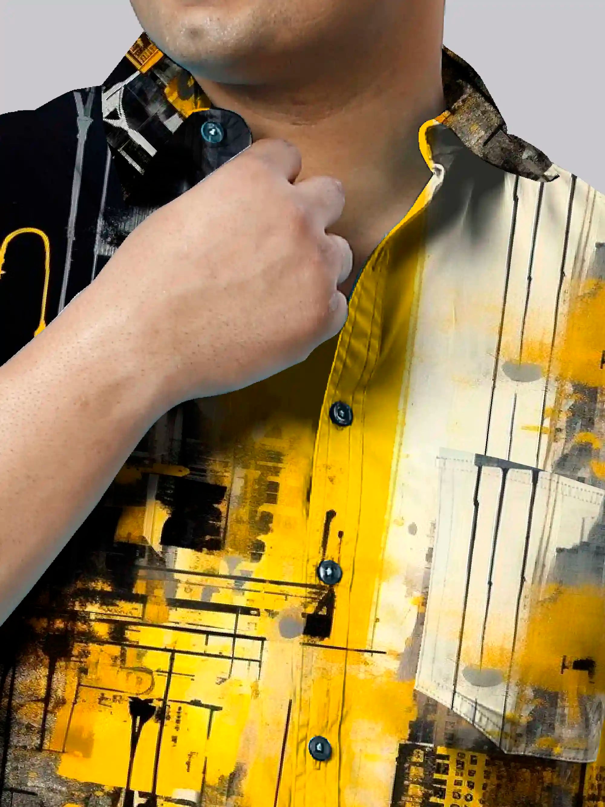 CityScape Digital Printed Party Wear Men's Plus Size Full Shirt