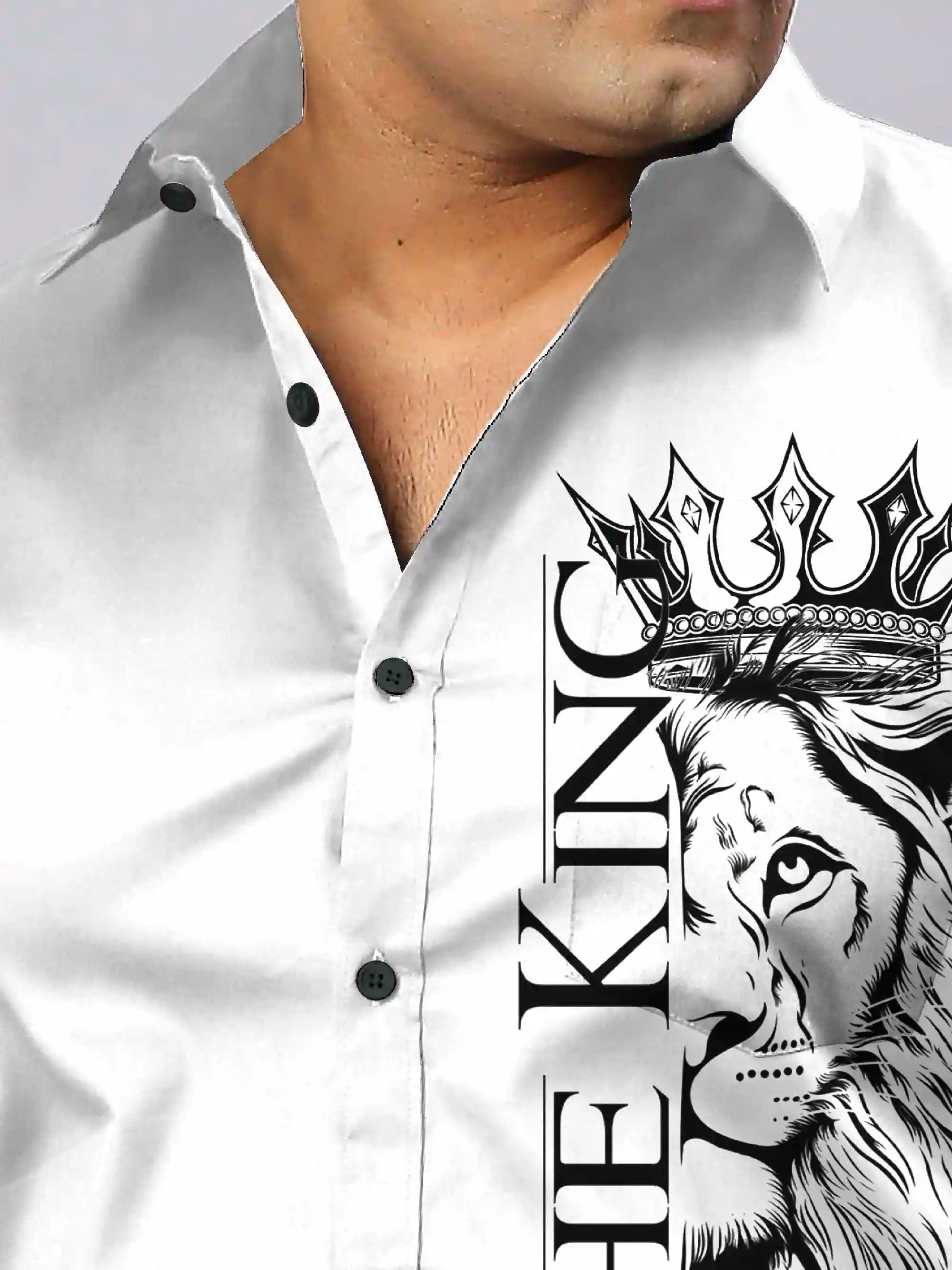 The King Lion Digital Printed Party Wear Men's Plus Size Full Shirt