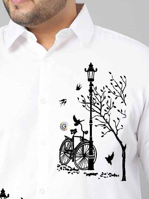 Metamorphosis Art Printed Party Wear Shirts Men's Plus Size