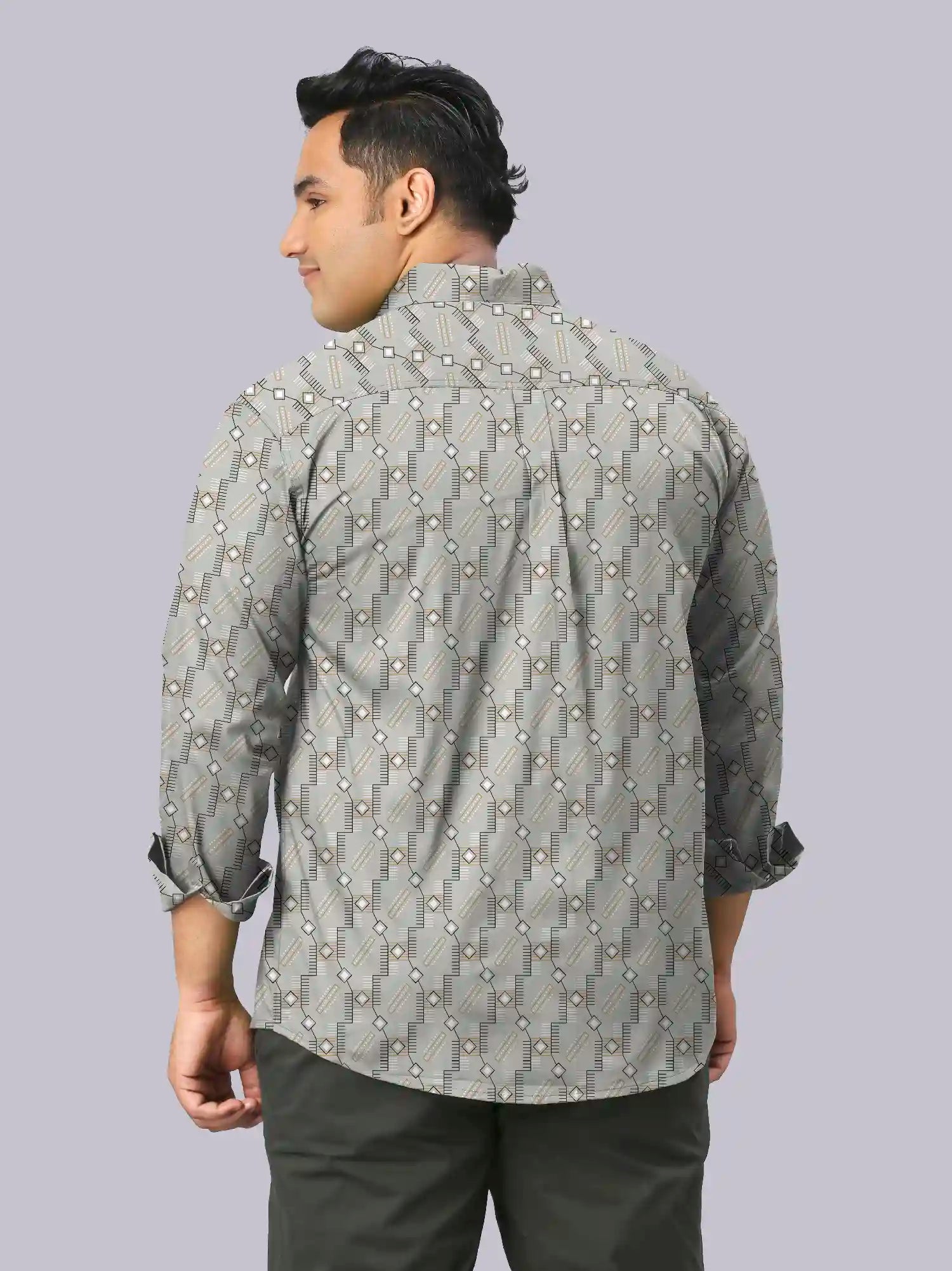 Men's Plus Size Abstract Digital Printed Linen Full Shirt