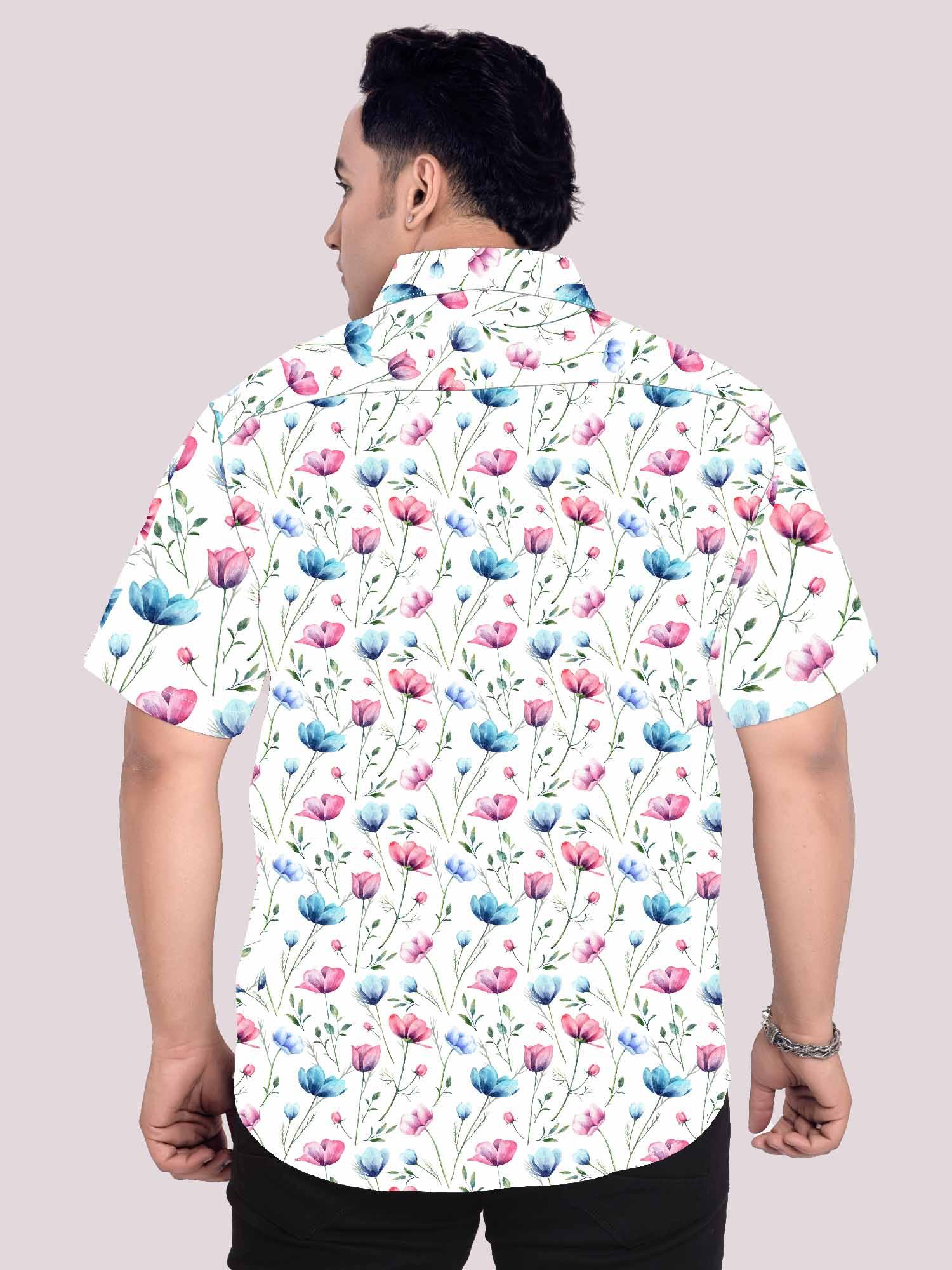 Wine Berry Linen Printed Plus Size Men's Shirt