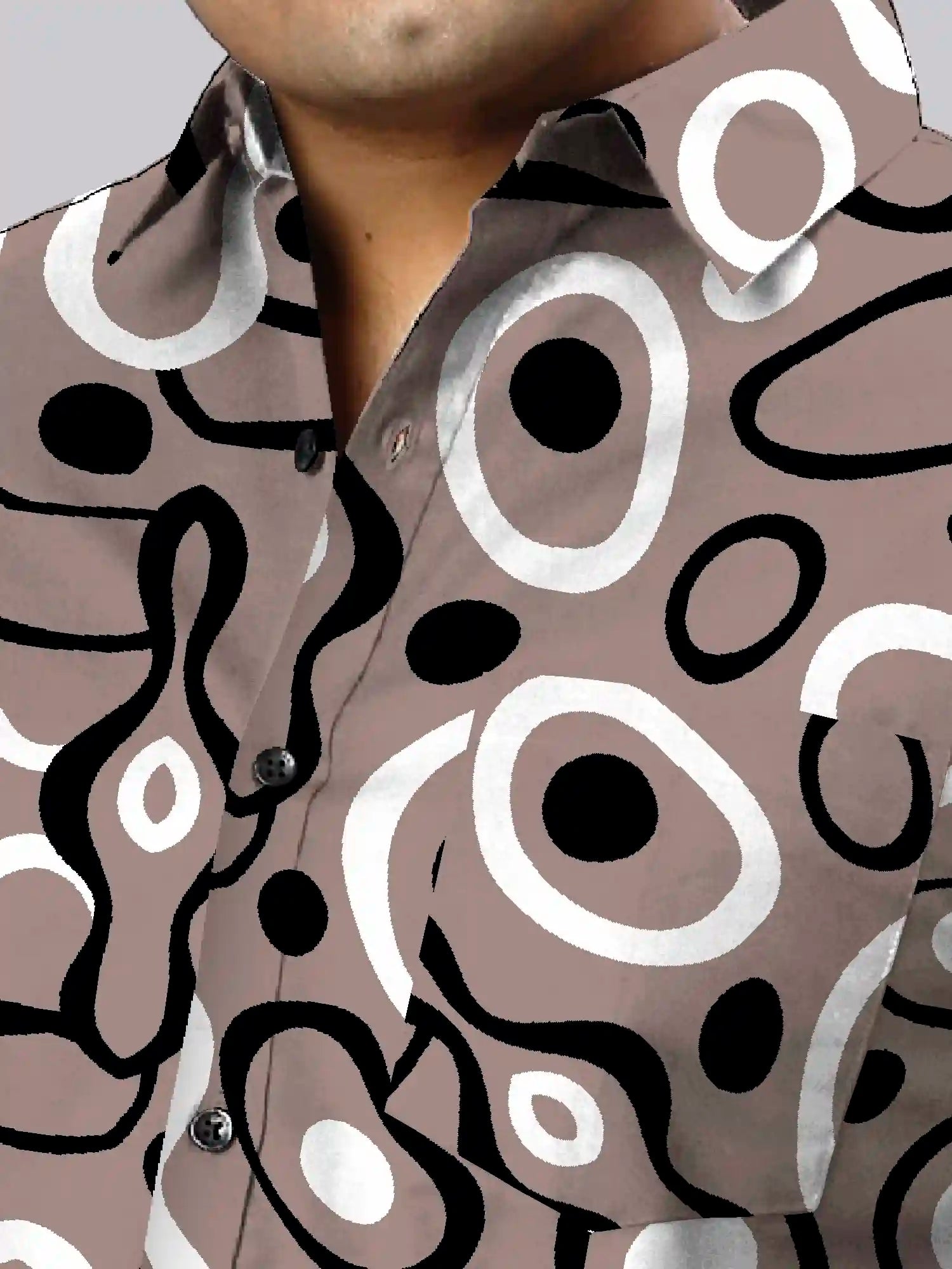 Fluid Shapes Linen Printed Shirt Men's Plus Size
