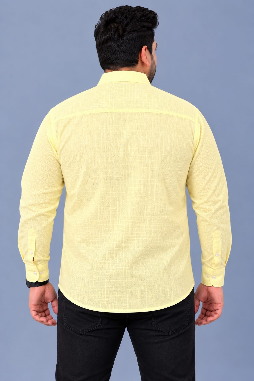 Yellow Linen Men’s Plus Size Full Sleeve Shirt