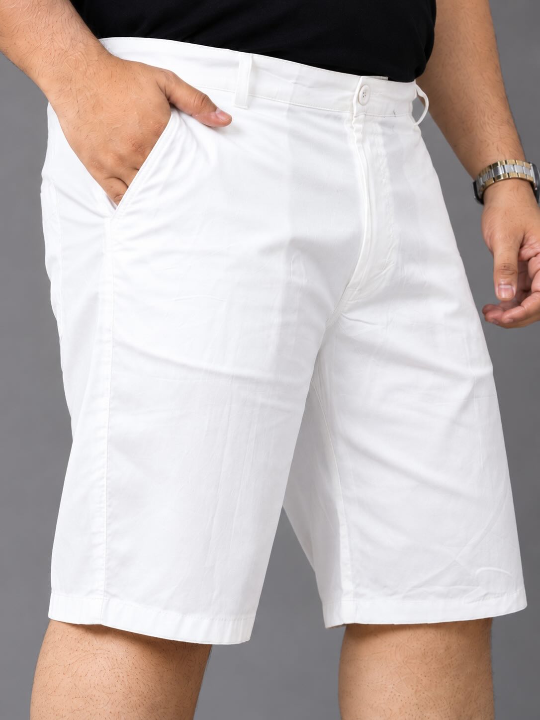 White Denim Shorts Men's Plus Size
