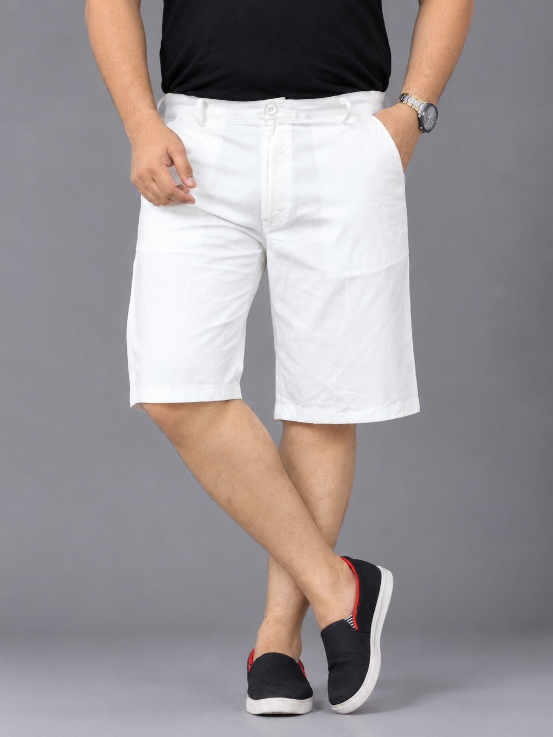 White Denim Shorts Men's Plus Size