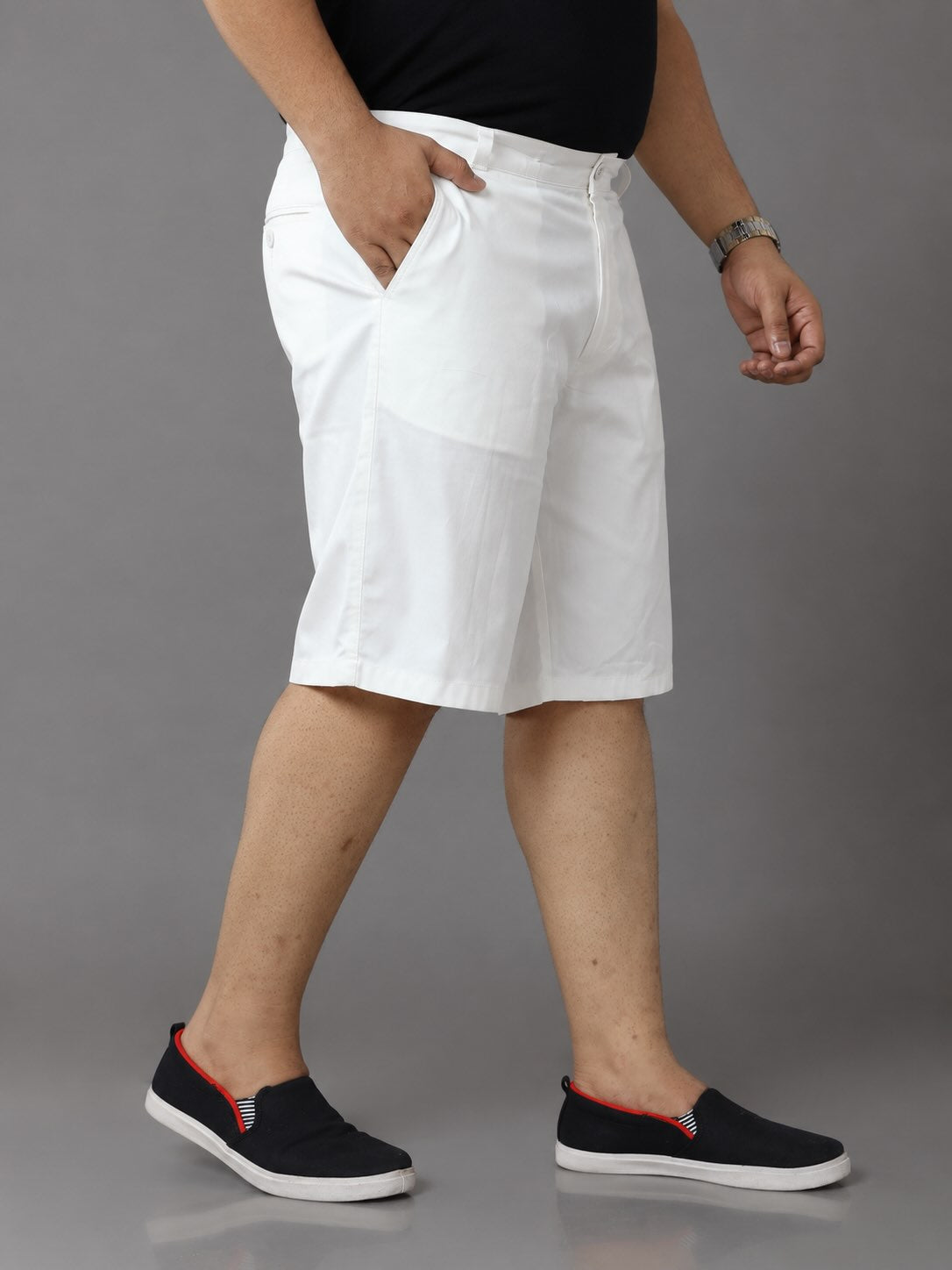White Denim Shorts Men's Plus Size