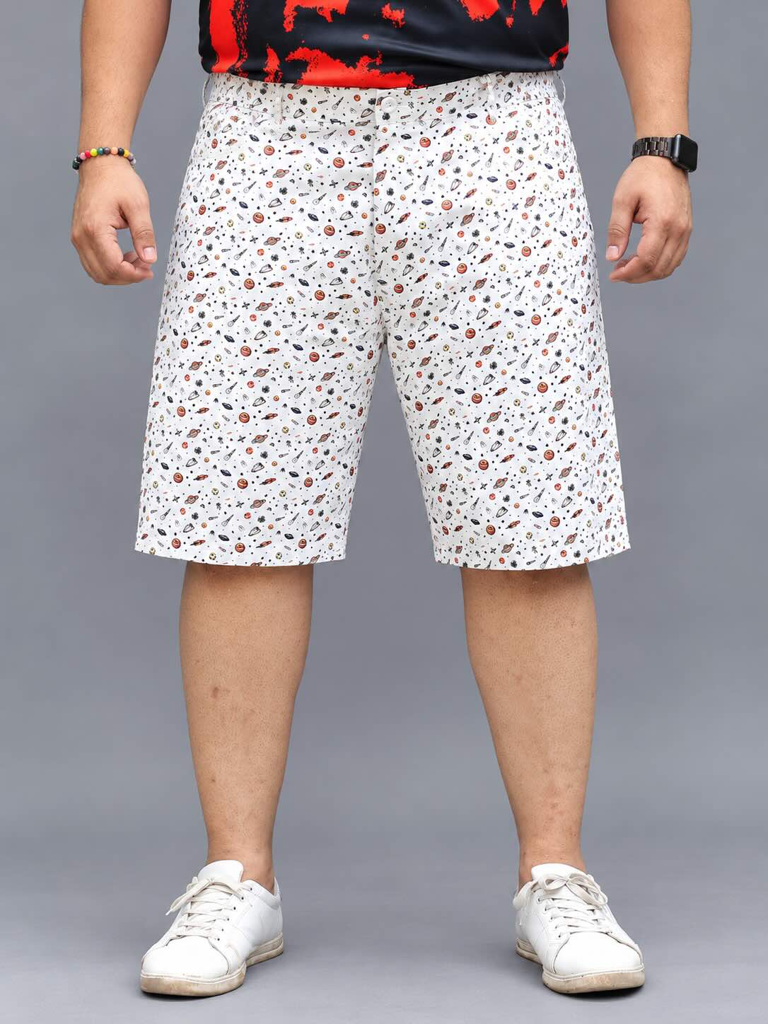 Space Galaxy Printed Men's Plus Size Shorts