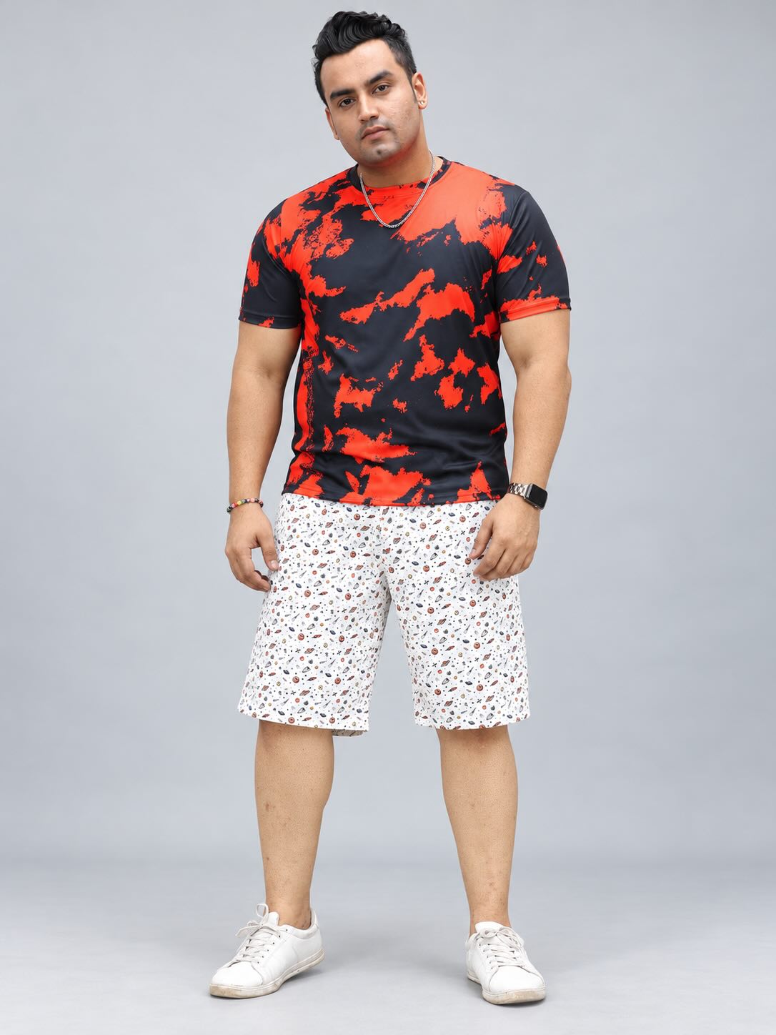 Space Galaxy Printed Men's Plus Size Shorts