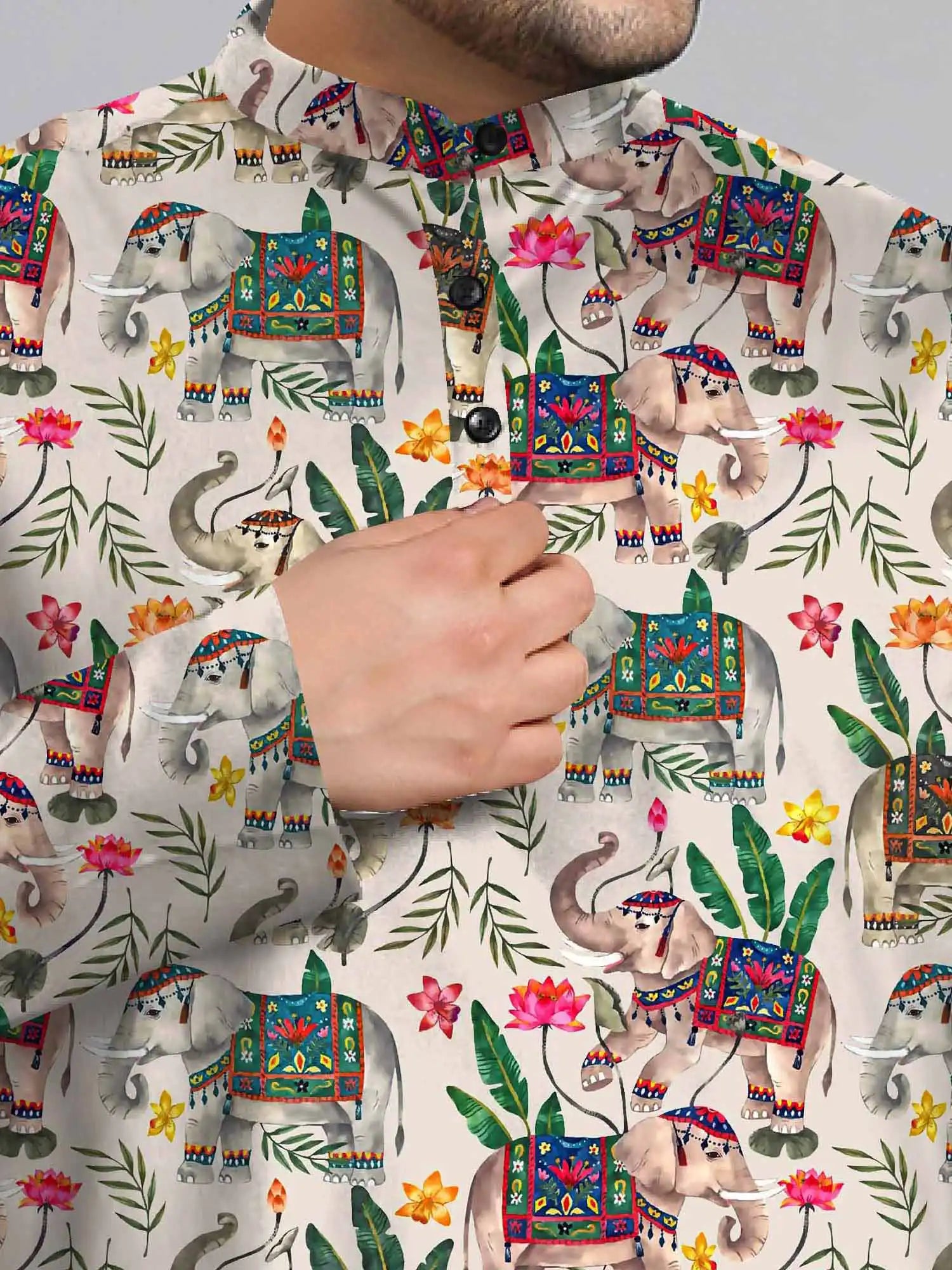 Elephant Art Digital Printed Plus Size Kurta