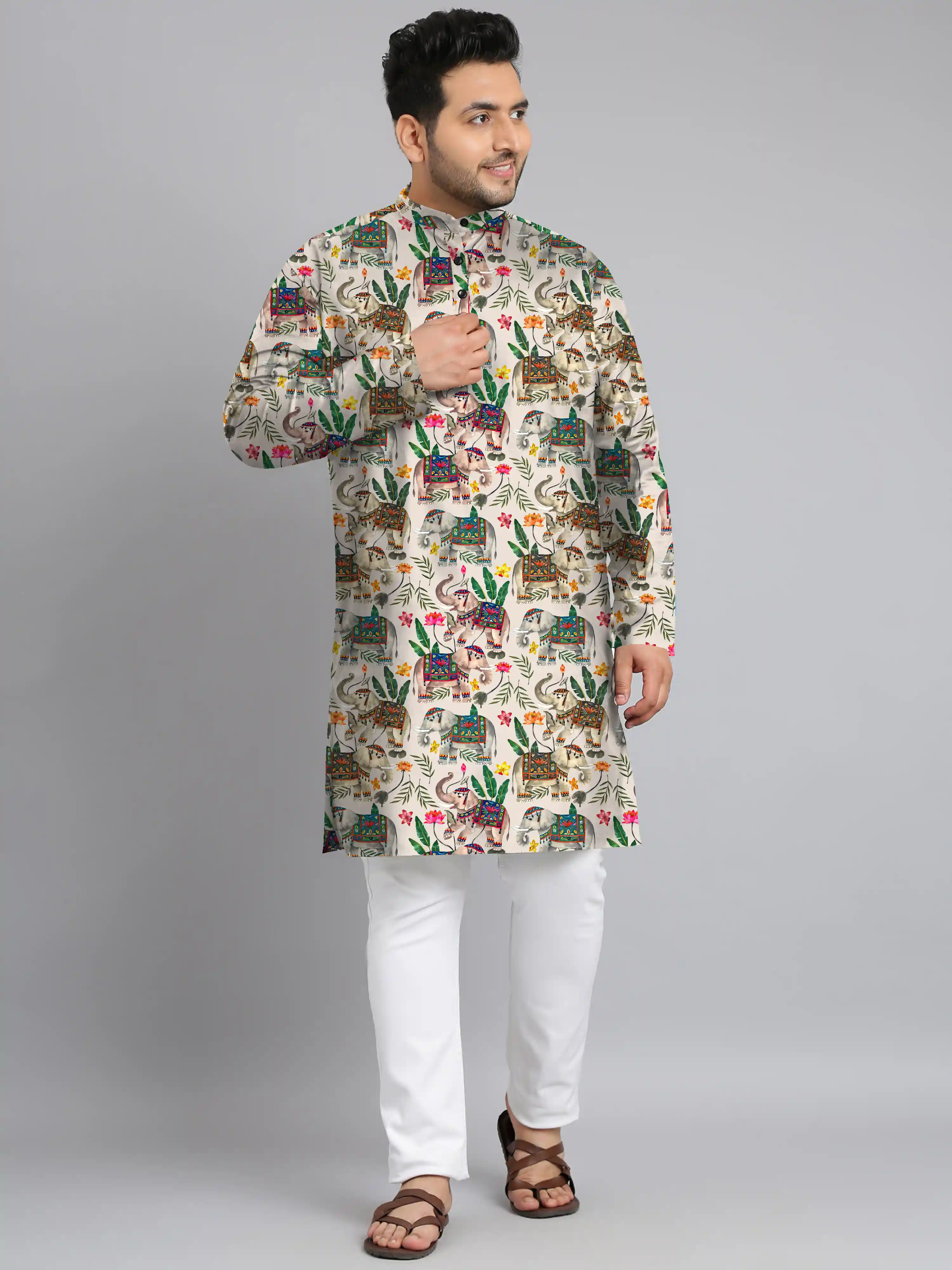 Elephant Art Digital Printed Plus Size Kurta