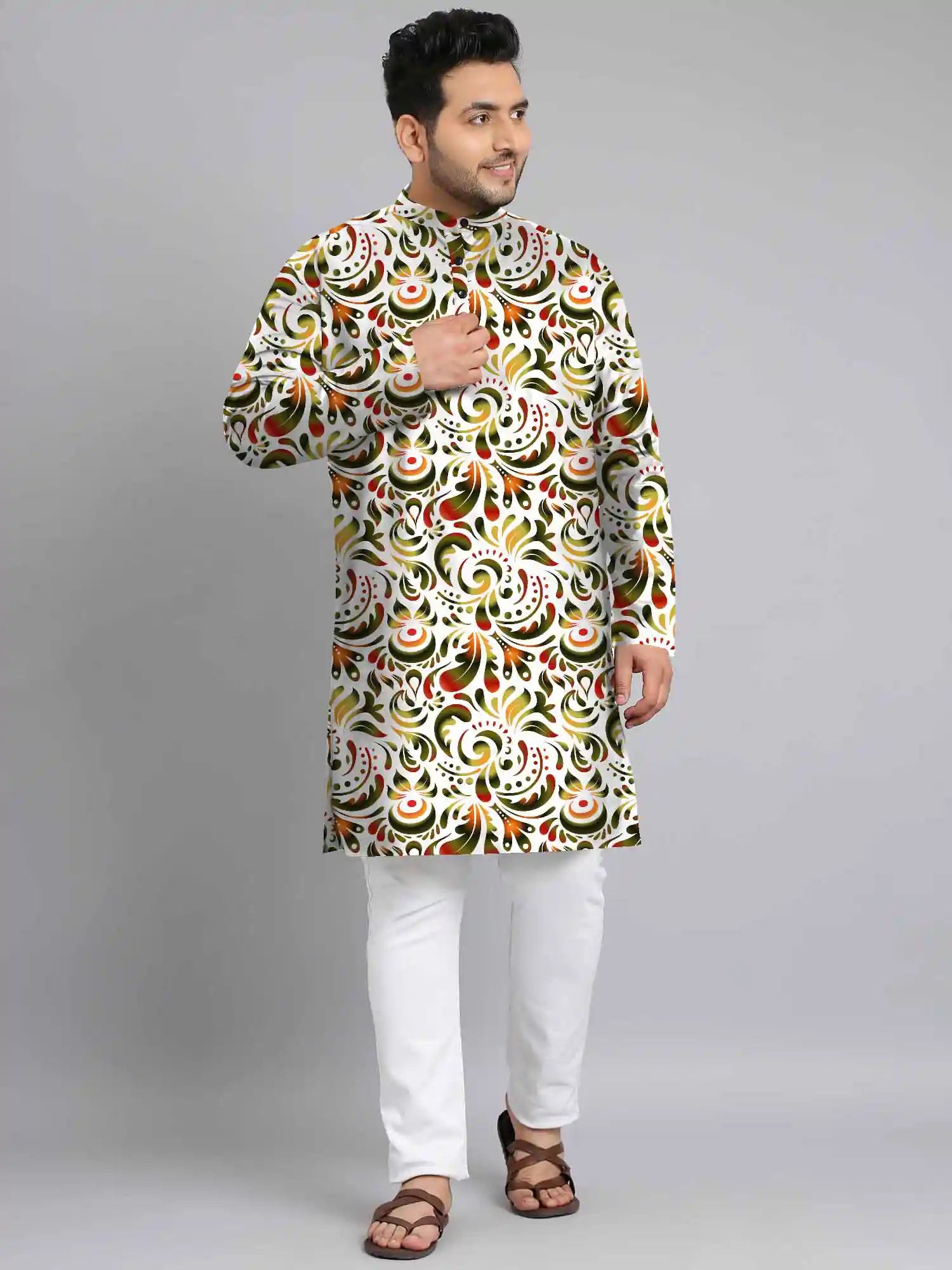 Floral Ornamental Digital Printed Plus Size Kurta