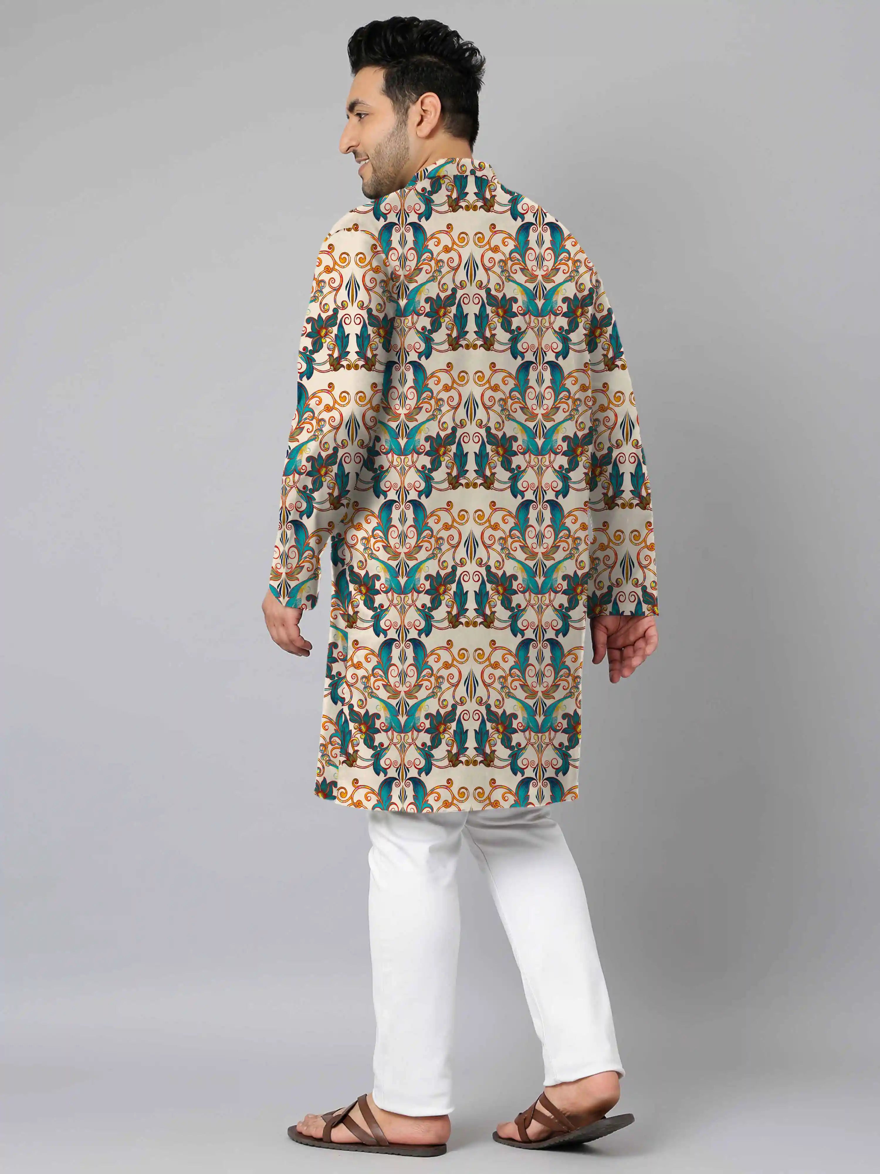 Baroque Motif Digital Printed Plus Size Kurta